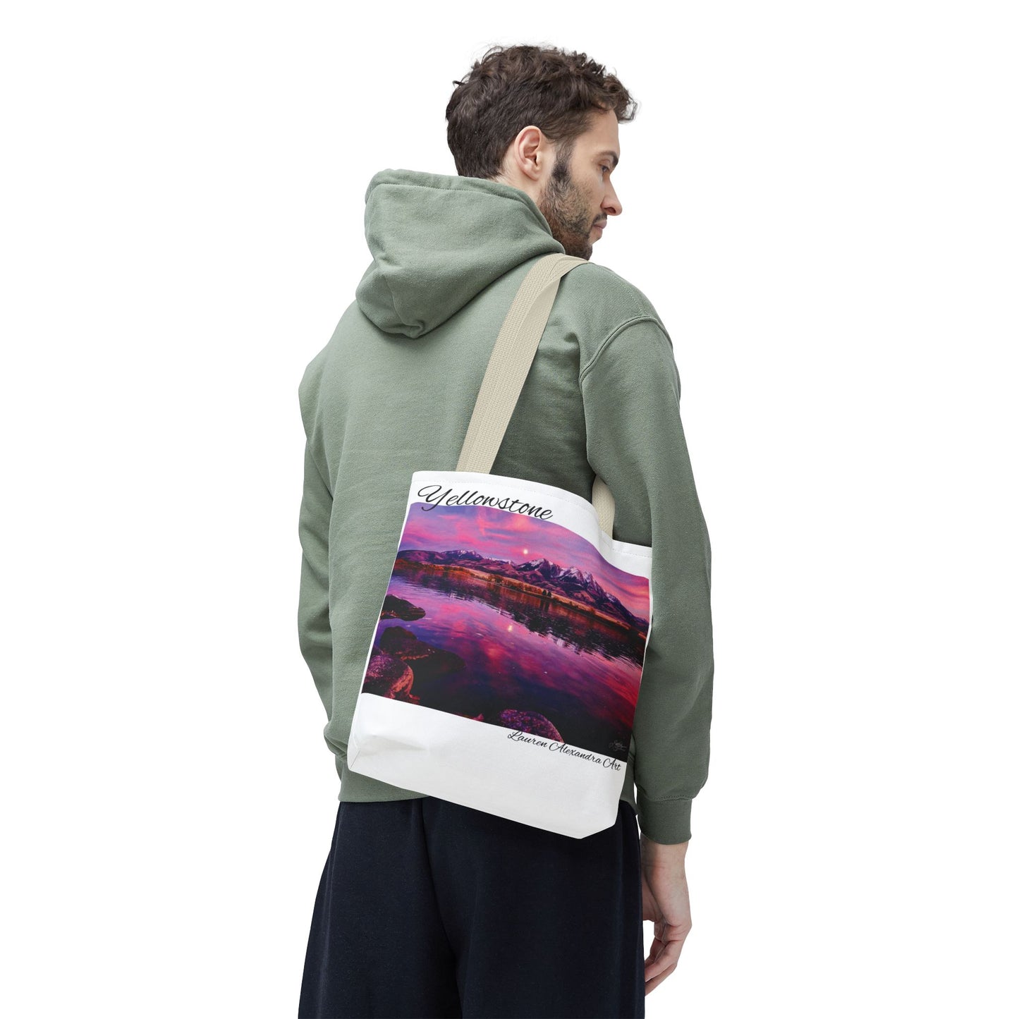National Parks Awareness Tote Bag, Yellowstone River Mountains Photography, Only You Can Prevent Fires, Support Conservation Accessories