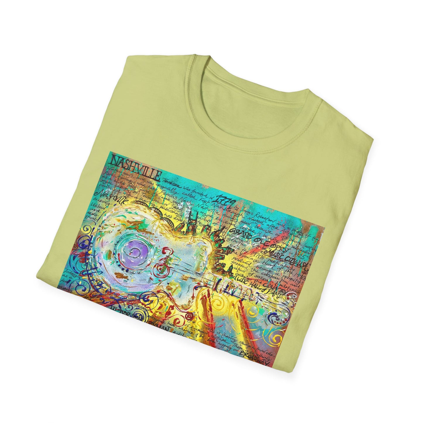 Colorful Music of Nashville Unisex Softstyle T-Shirt with Inspirational Design