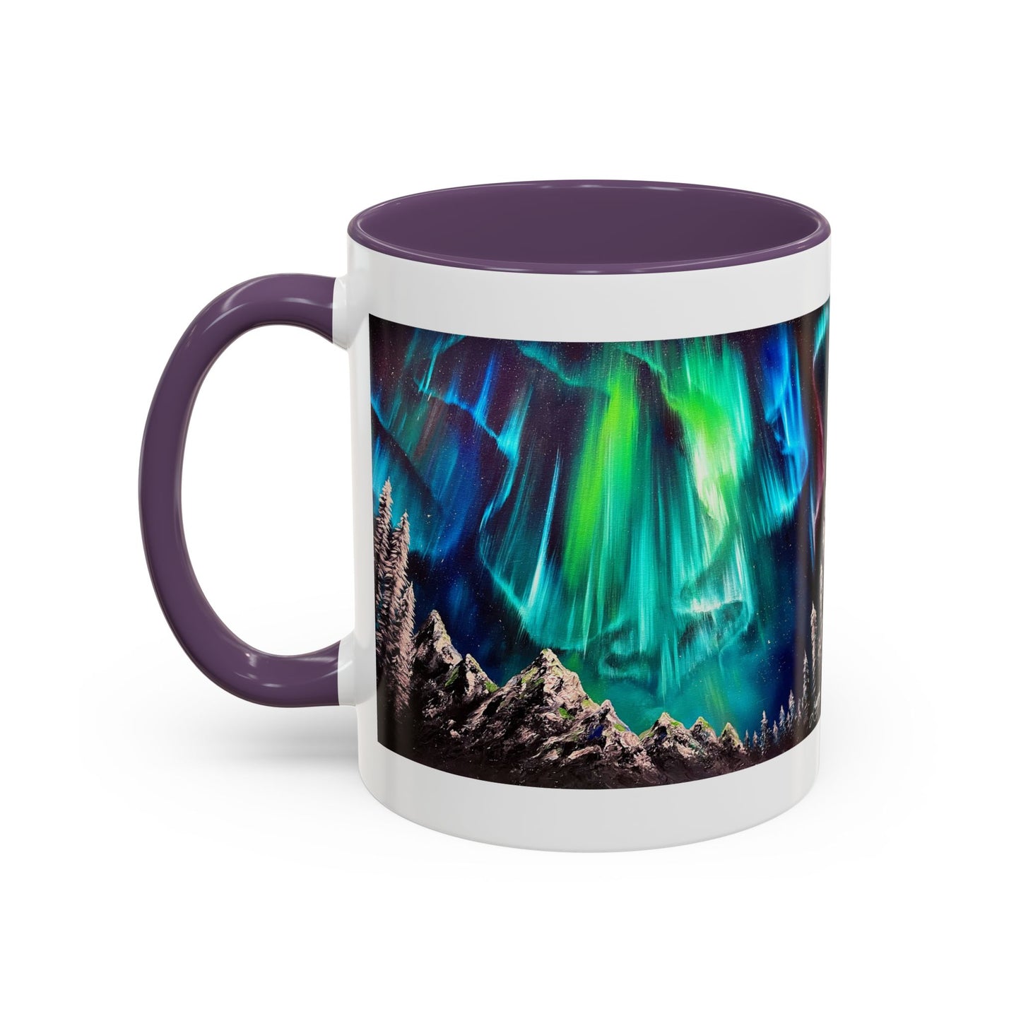 Northern Lights Accent Coffee Mug, Aurora Borealis Art, 11oz, Perfect Gift for Nature Lovers, Kitchenware