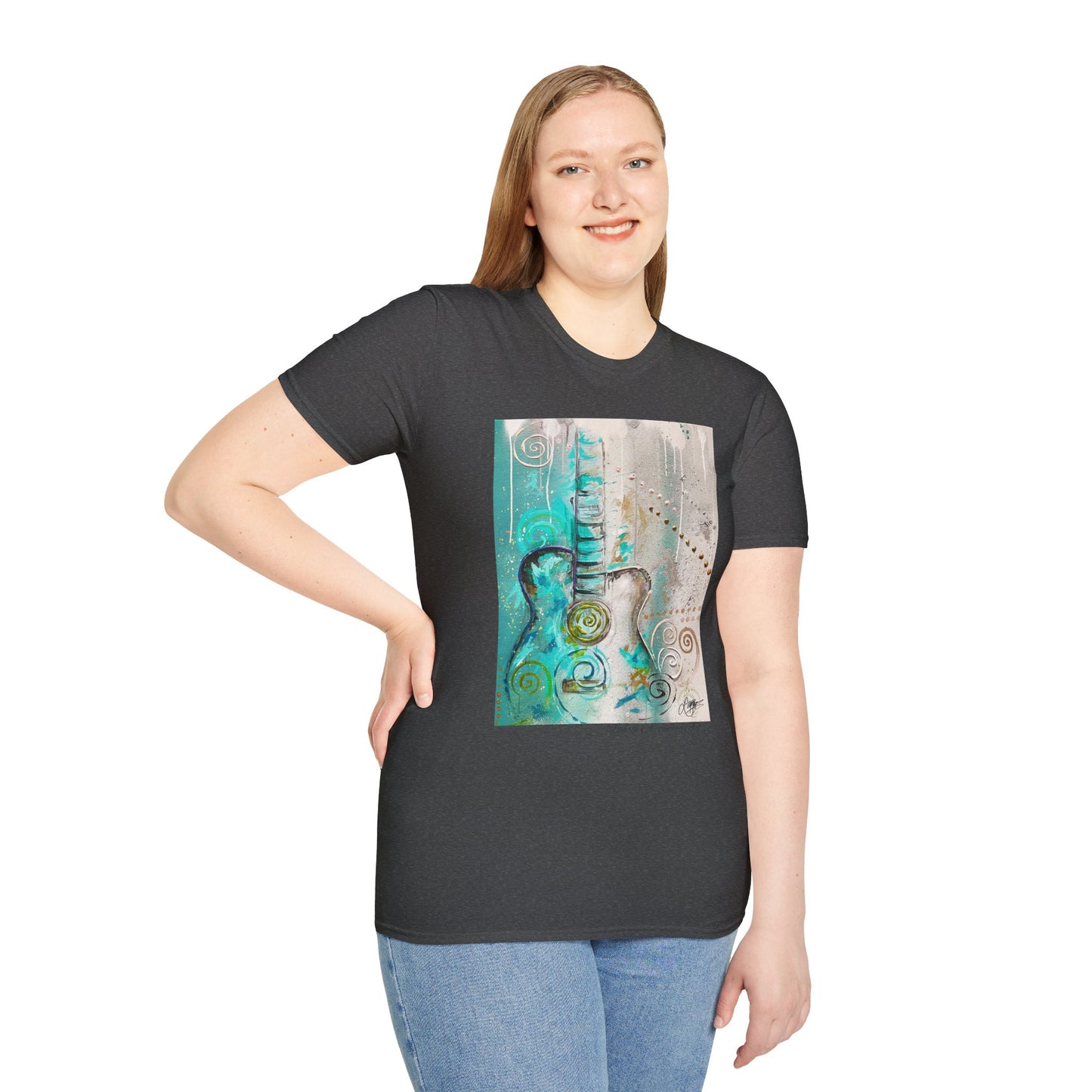 Artistic Guitar Unisex Softstyle T-Shirt - Perfect for Music Lovers, Nashville Musician Summer clothing