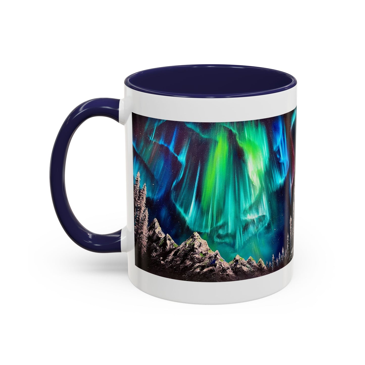 Northern Lights Accent Coffee Mug, Aurora Borealis Art, 11oz, Perfect Gift for Nature Lovers, Kitchenware