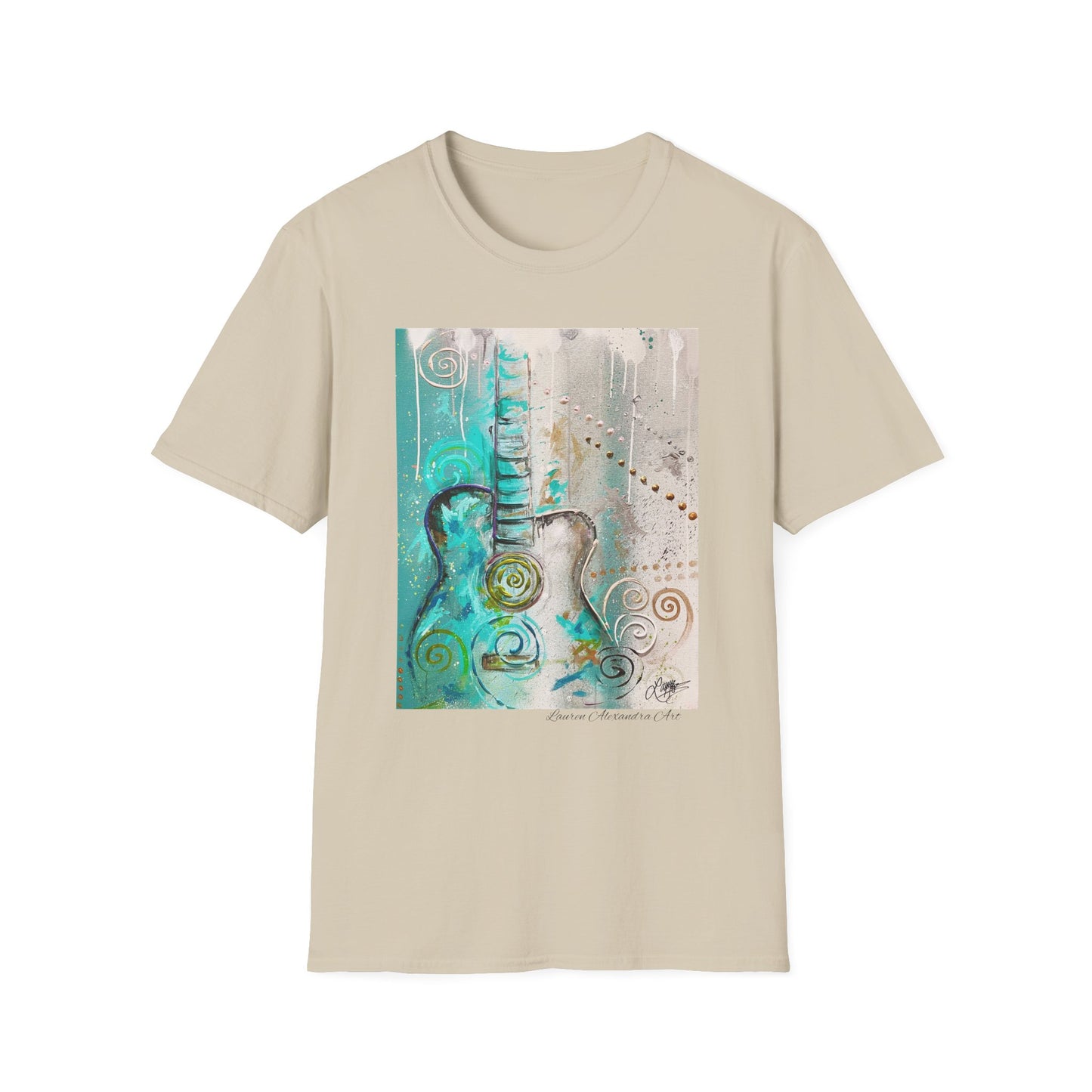 Artistic Guitar Unisex Softstyle T-Shirt - Perfect for Music Lovers, Nashville Musician Summer clothing