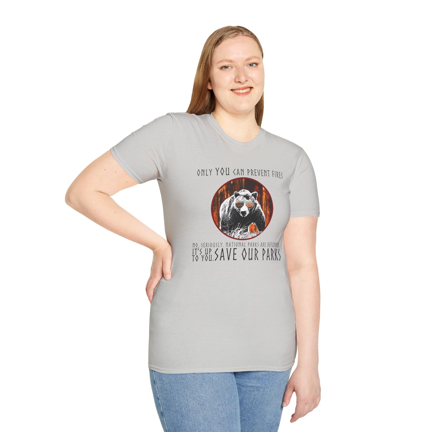 Only You Can Prevent Fires Softstyle Unisex Bear T-Shirt - National Parks Support - Protect Parks, Conservation