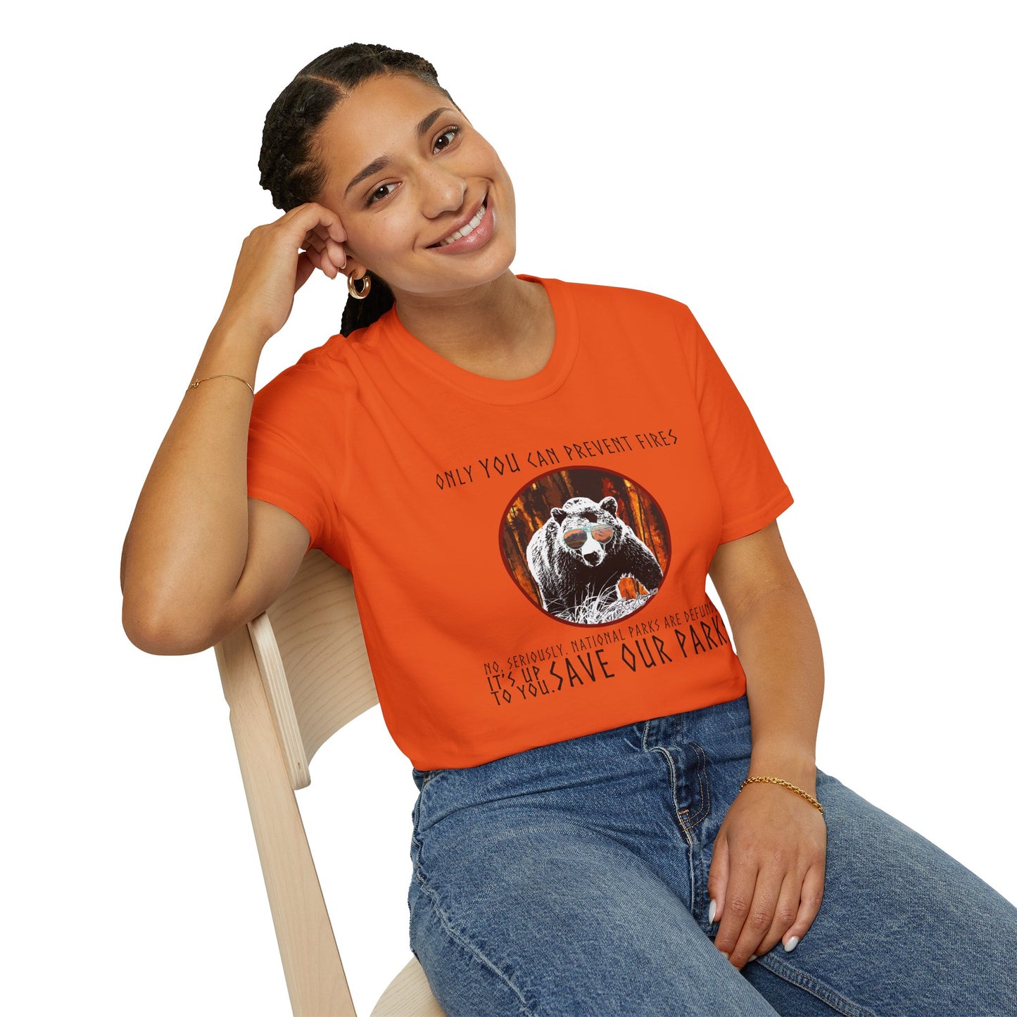 Only You Can Prevent Fires Softstyle Unisex Bear T-Shirt - National Parks Support - Protect Parks, Conservation