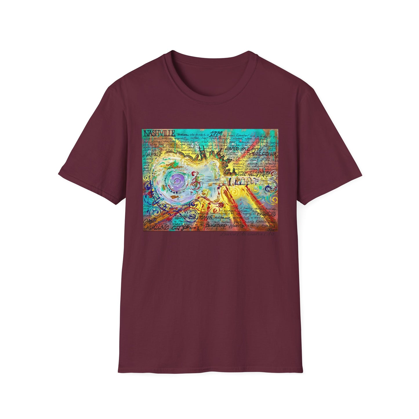 Colorful Music of Nashville Unisex Softstyle T-Shirt with Inspirational Design