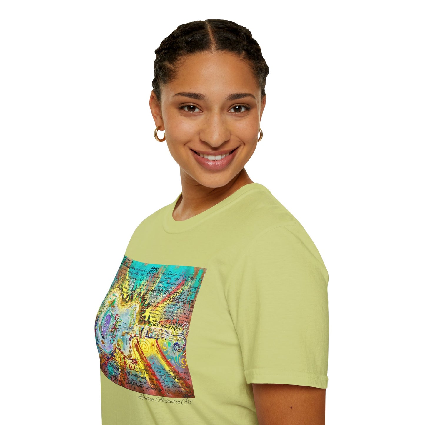 Colorful Music of Nashville Unisex Softstyle T-Shirt with Inspirational Design