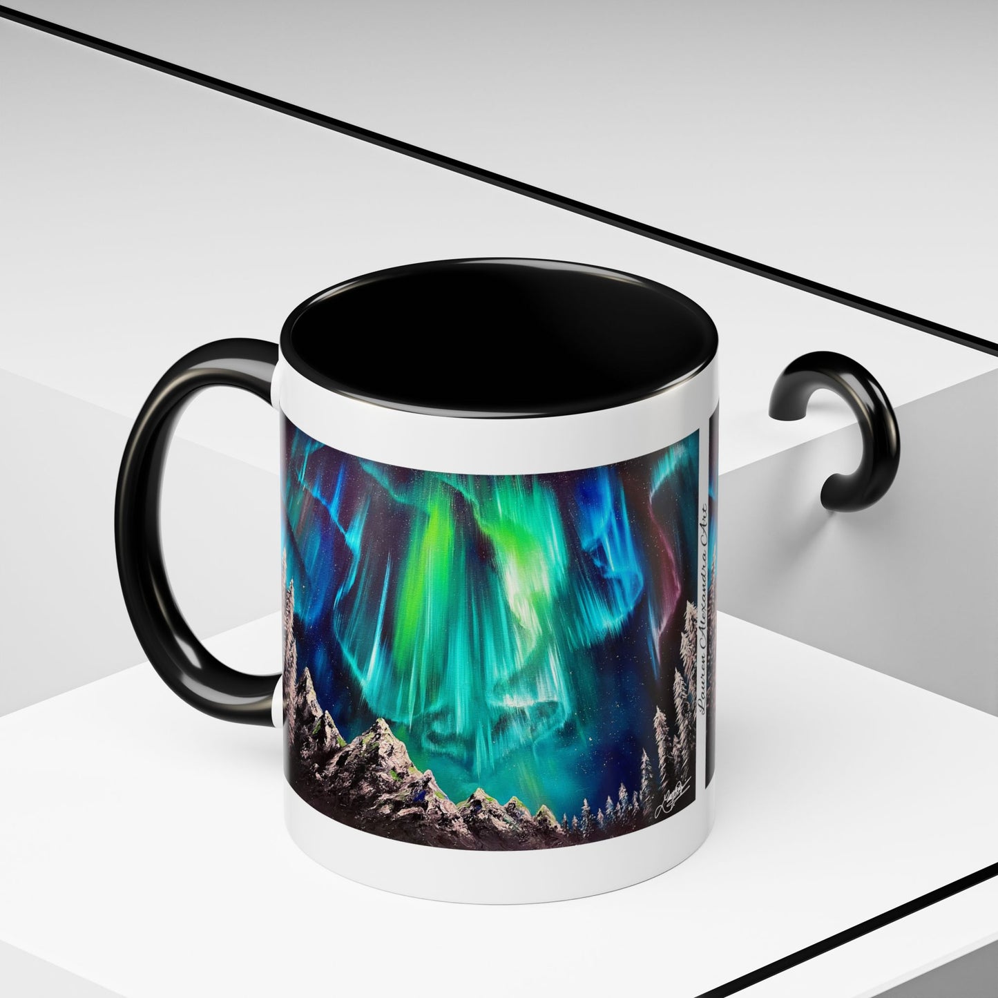 Northern Lights Accent Coffee Mug, Aurora Borealis Art, 11oz, Perfect Gift for Nature Lovers, Kitchenware