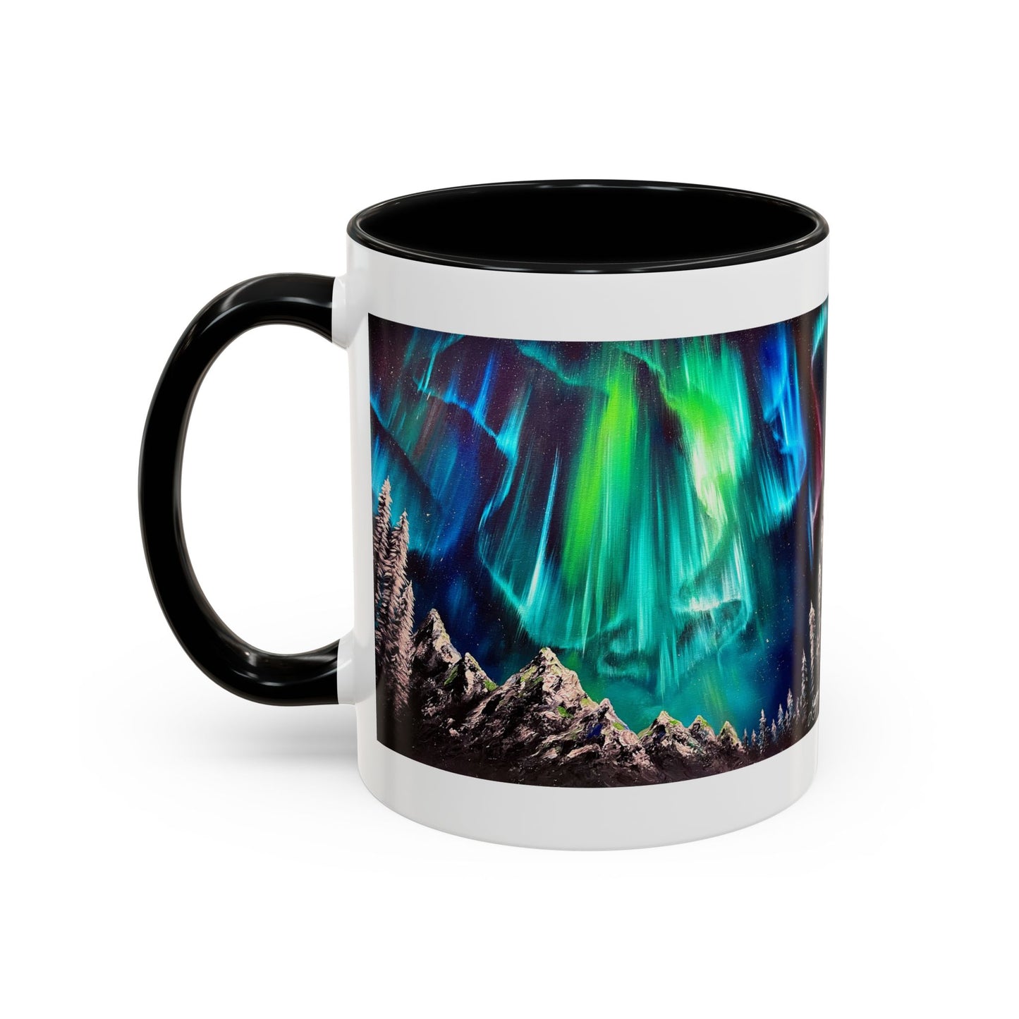 Northern Lights Accent Coffee Mug, Aurora Borealis Art, 11oz, Perfect Gift for Nature Lovers, Kitchenware