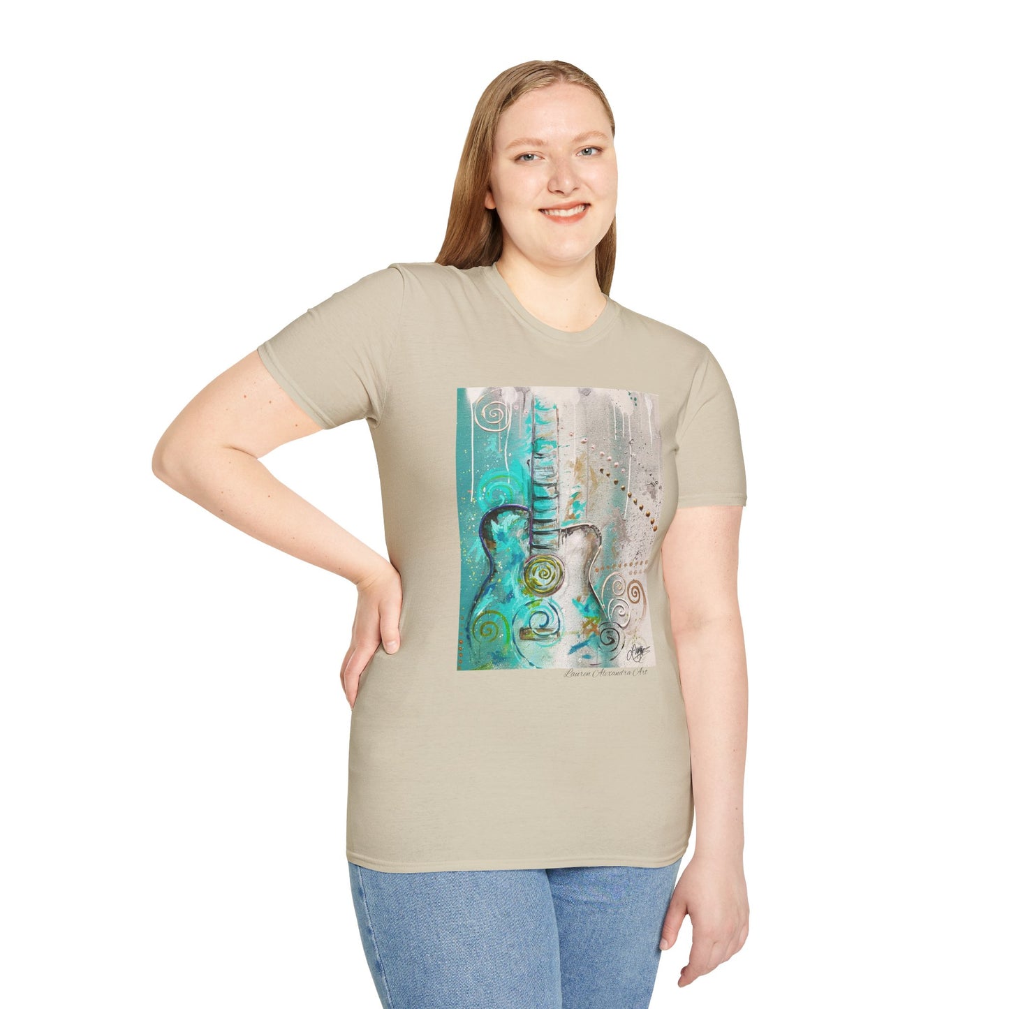 Artistic Guitar Unisex Softstyle T-Shirt - Perfect for Music Lovers, Nashville Musician Summer clothing