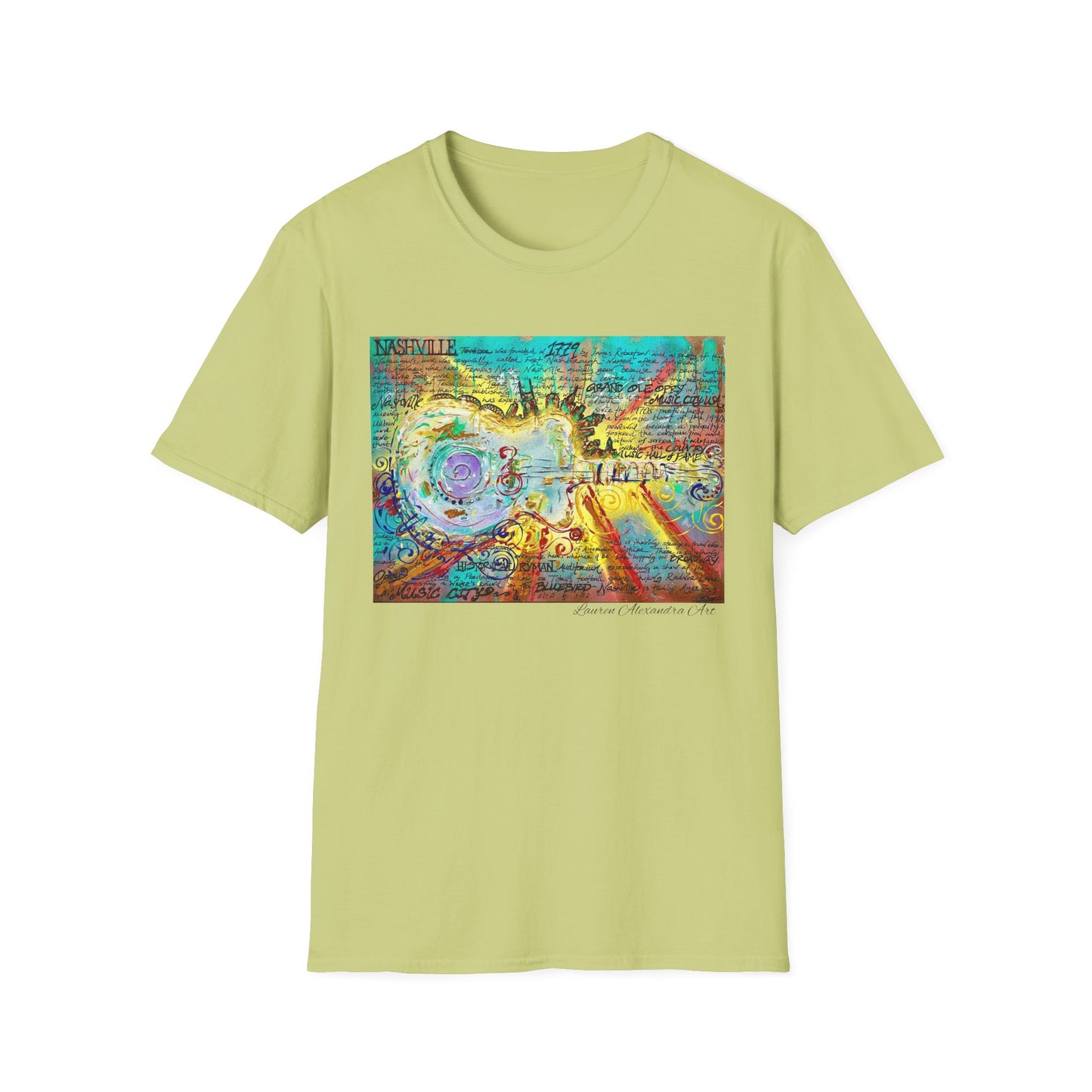 Colorful Music of Nashville Unisex Softstyle T-Shirt with Inspirational Design