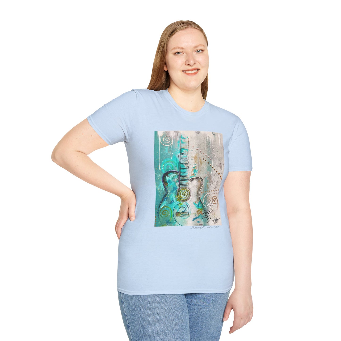 Artistic Guitar Unisex Softstyle T-Shirt - Perfect for Music Lovers, Nashville Musician Summer clothing