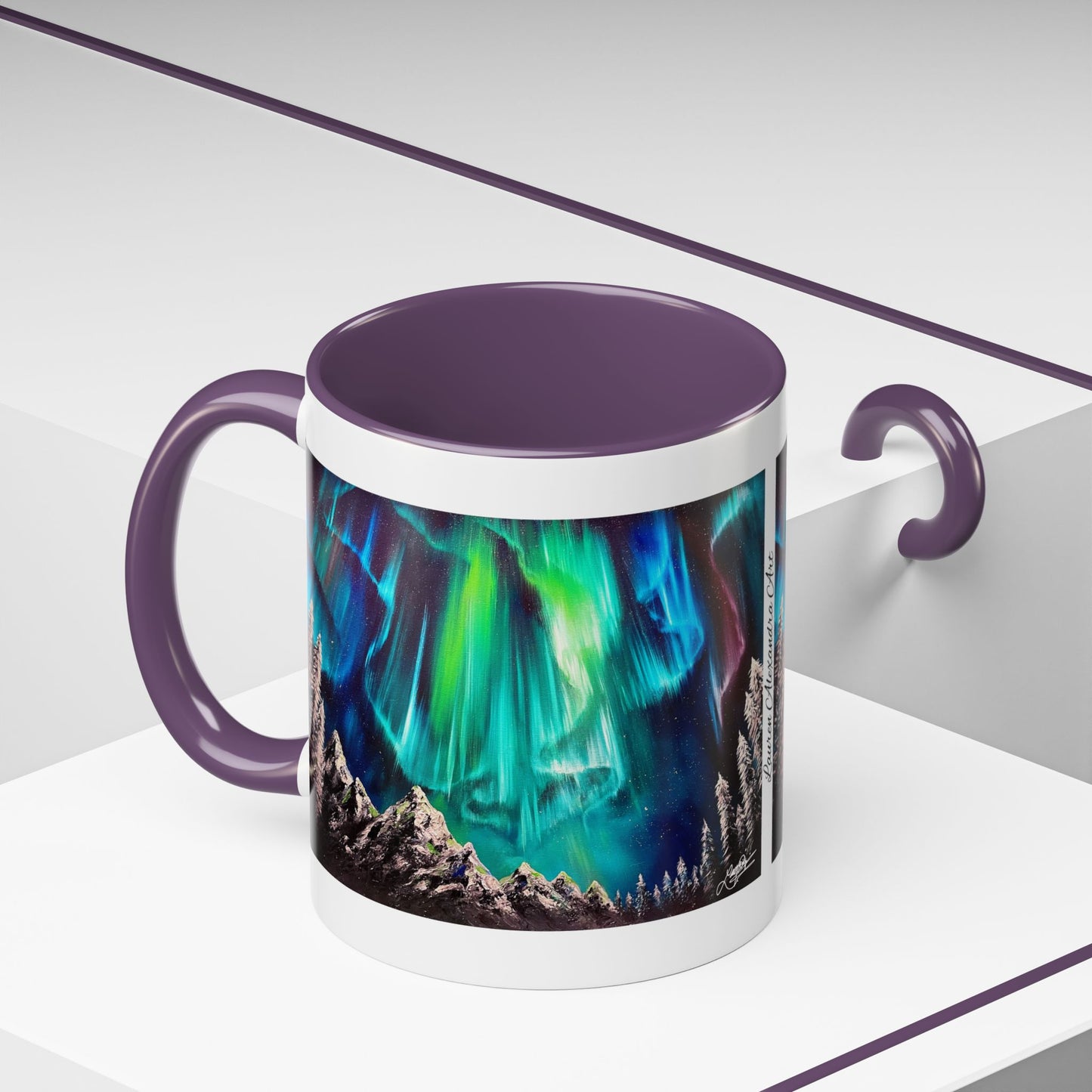 Northern Lights Accent Coffee Mug, Aurora Borealis Art, 11oz, Perfect Gift for Nature Lovers, Kitchenware