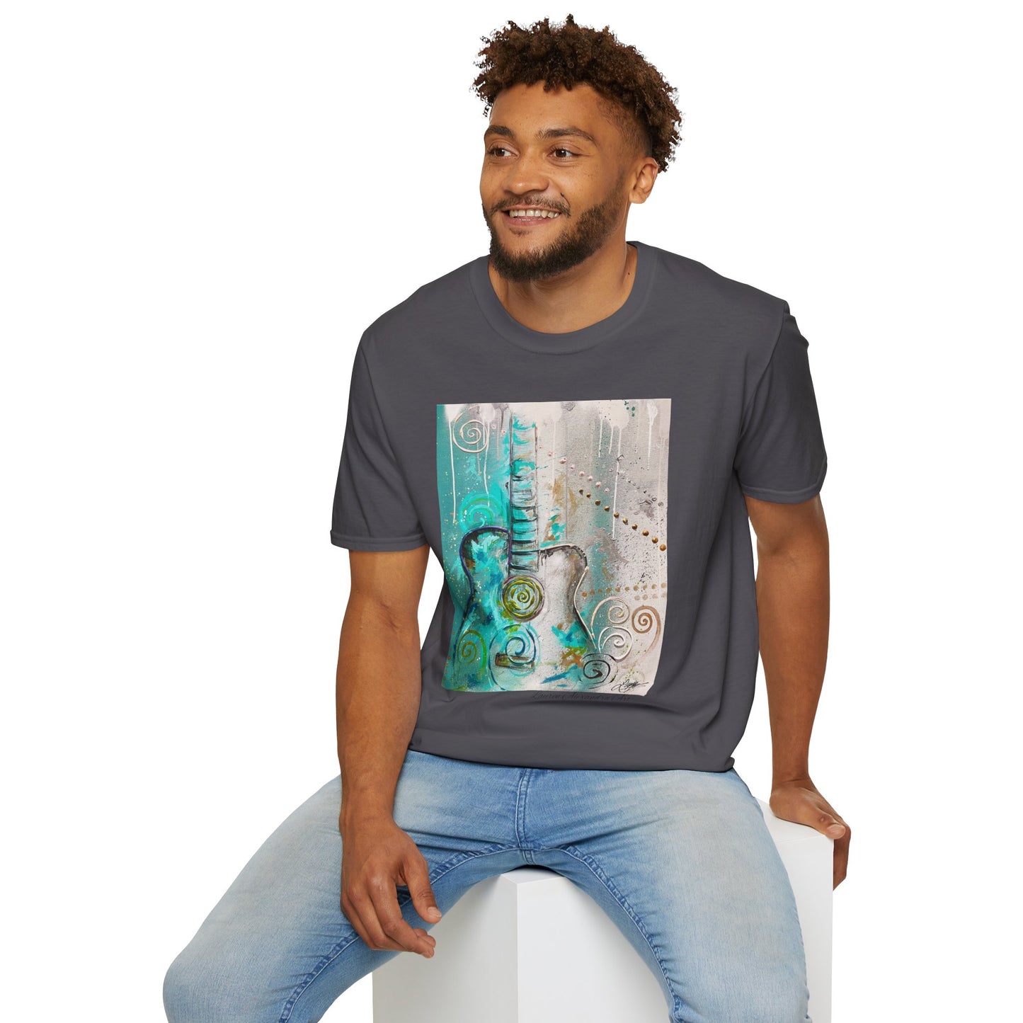 Artistic Guitar Unisex Softstyle T-Shirt - Perfect for Music Lovers, Nashville Musician Summer clothing