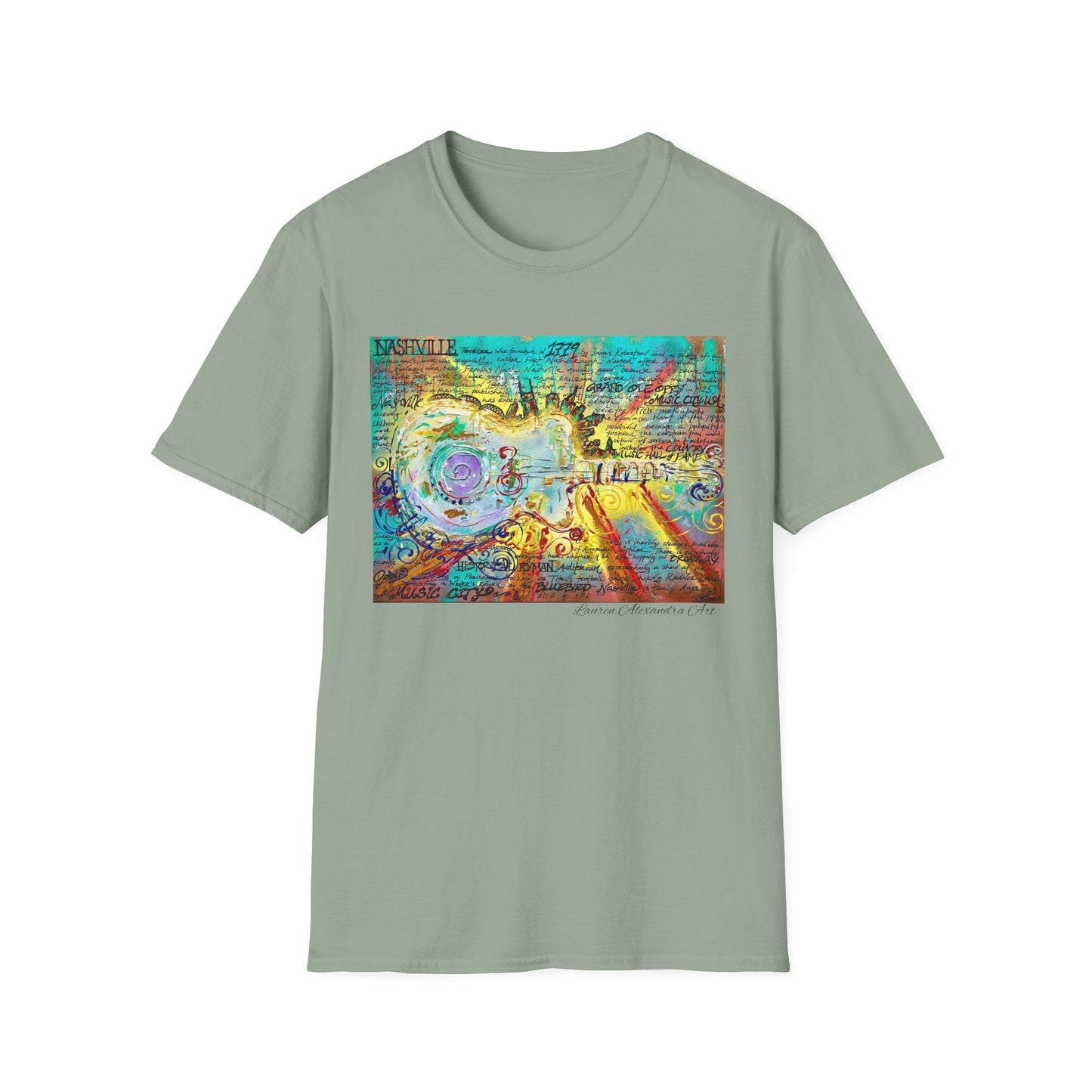 Colorful Music of Nashville Unisex Softstyle T-Shirt with Inspirational Design