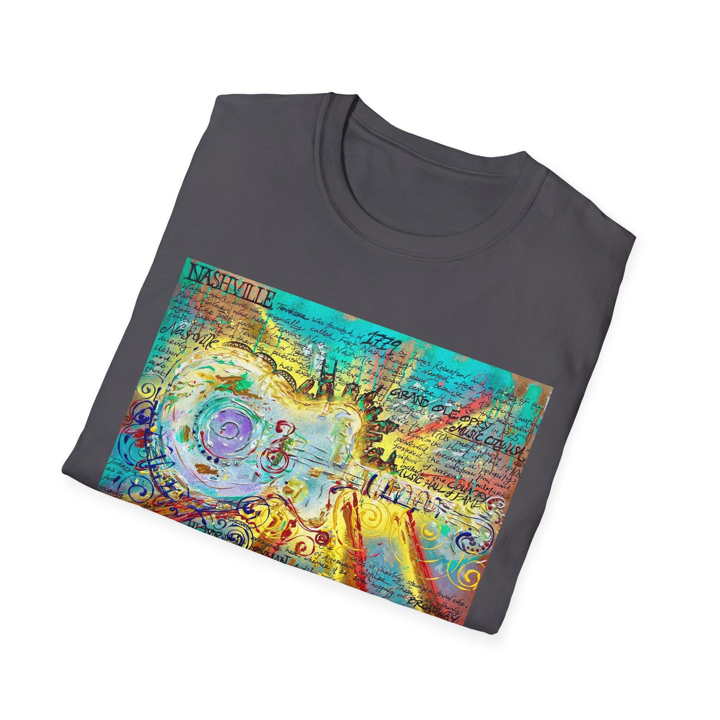 Colorful Music of Nashville Unisex Softstyle T-Shirt with Inspirational Design