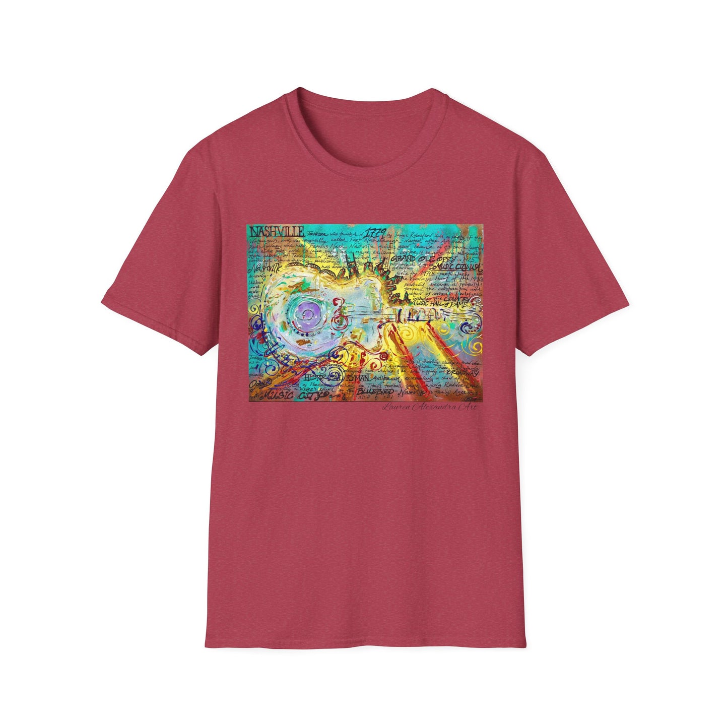 Colorful Music of Nashville Unisex Softstyle T-Shirt with Inspirational Design