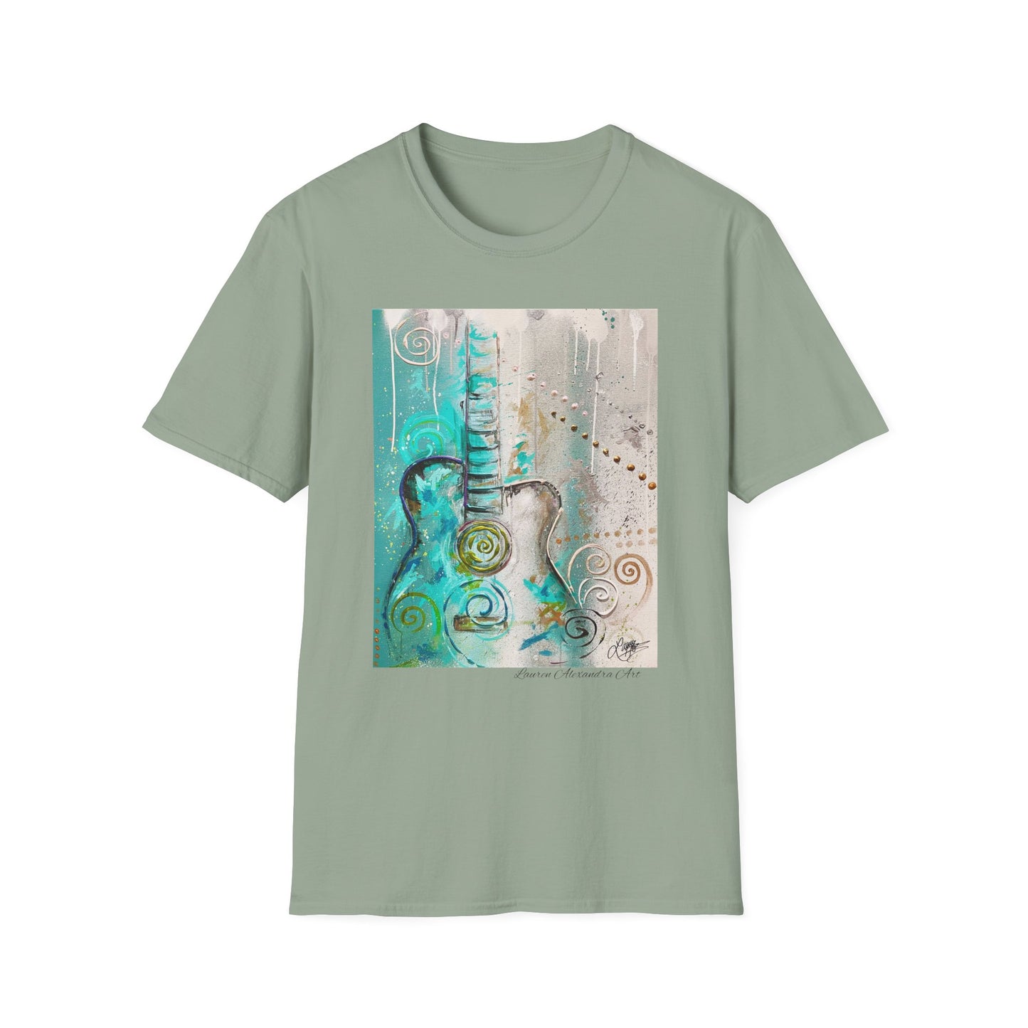 Artistic Guitar Unisex Softstyle T-Shirt - Perfect for Music Lovers, Nashville Musician Summer clothing