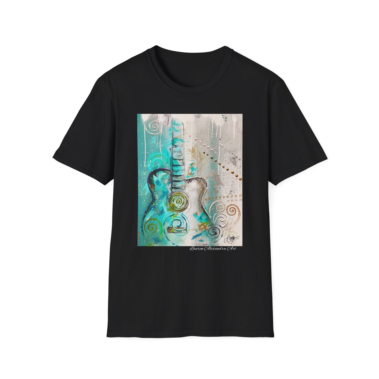 Artistic Guitar Unisex Softstyle T-Shirt - Perfect for Music Lovers, Nashville Musician Summer clothing
