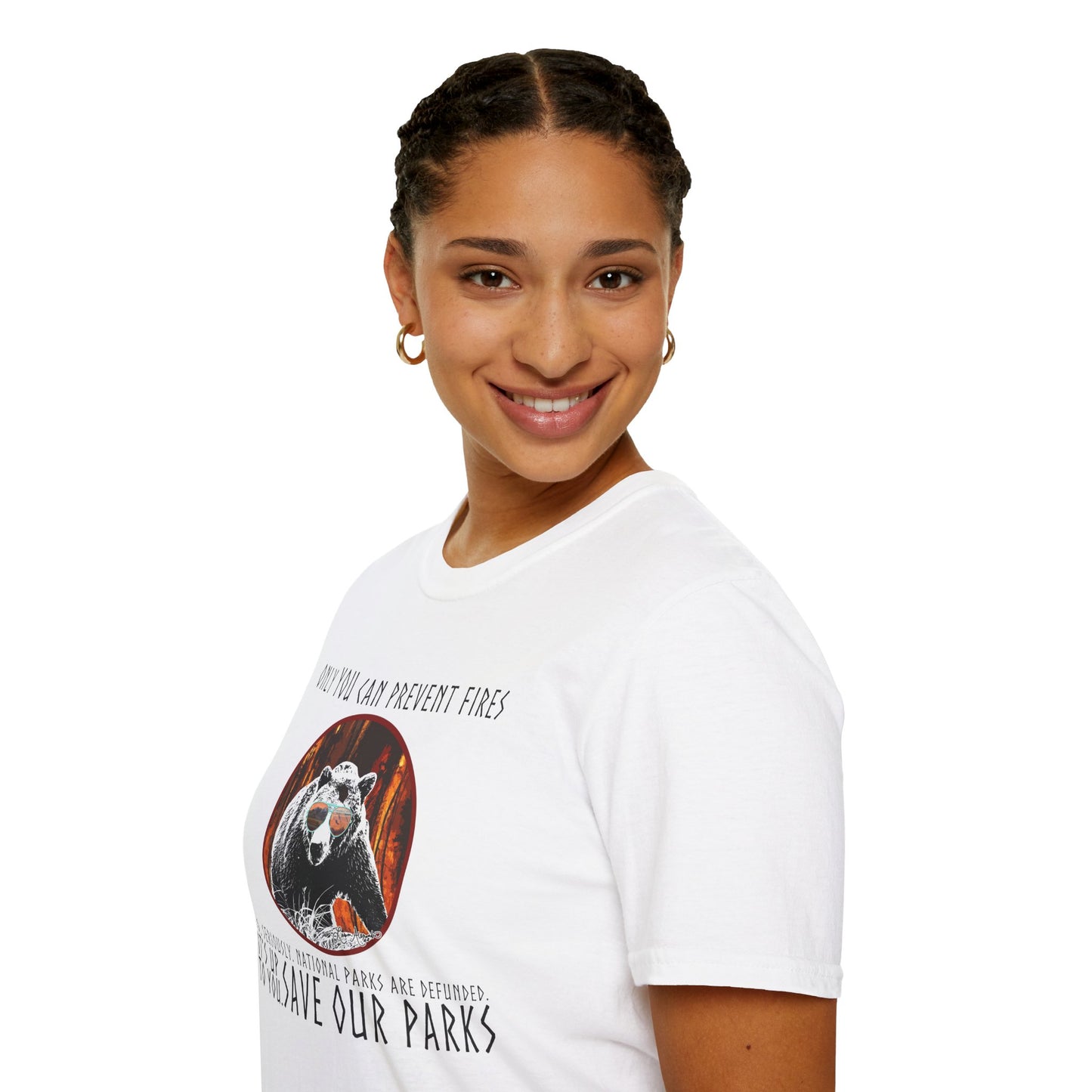 Only You Can Prevent Fires Softstyle Unisex Bear T-Shirt - National Parks Support - Protect Parks, Conservation
