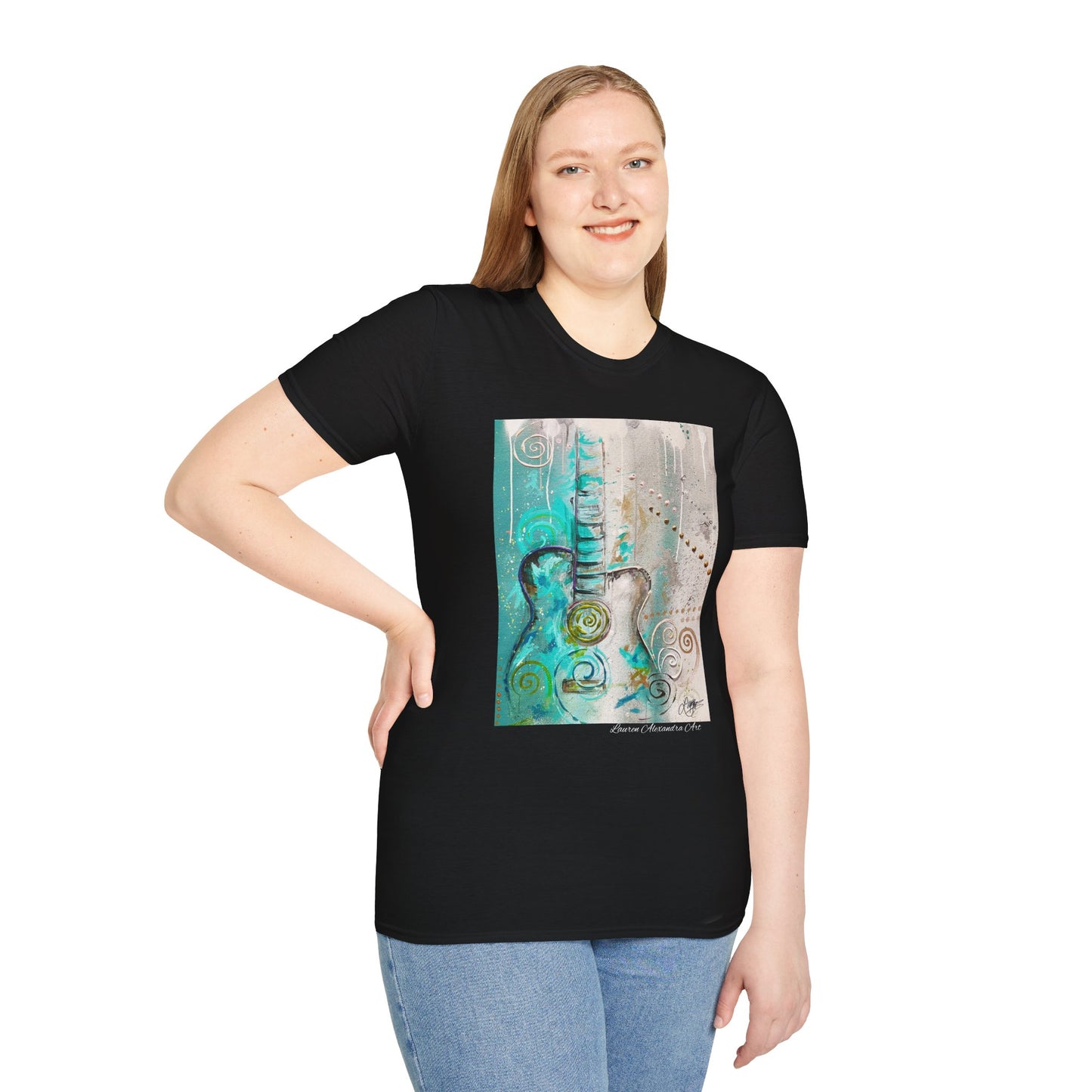Artistic Guitar Unisex Softstyle T-Shirt - Perfect for Music Lovers, Nashville Musician Summer clothing