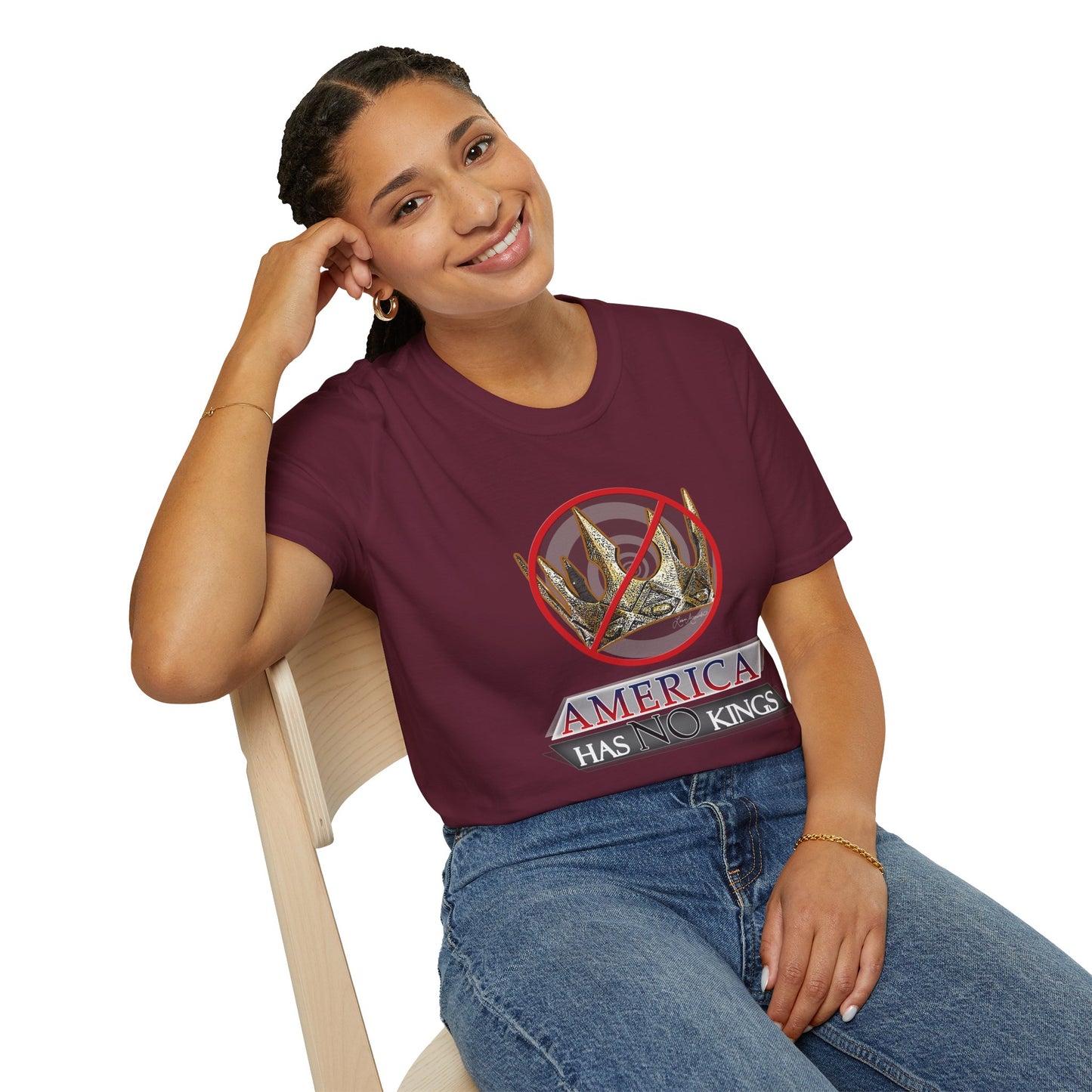 America Has No Kings - Political Funny Unisex Softstyle T-Shirt