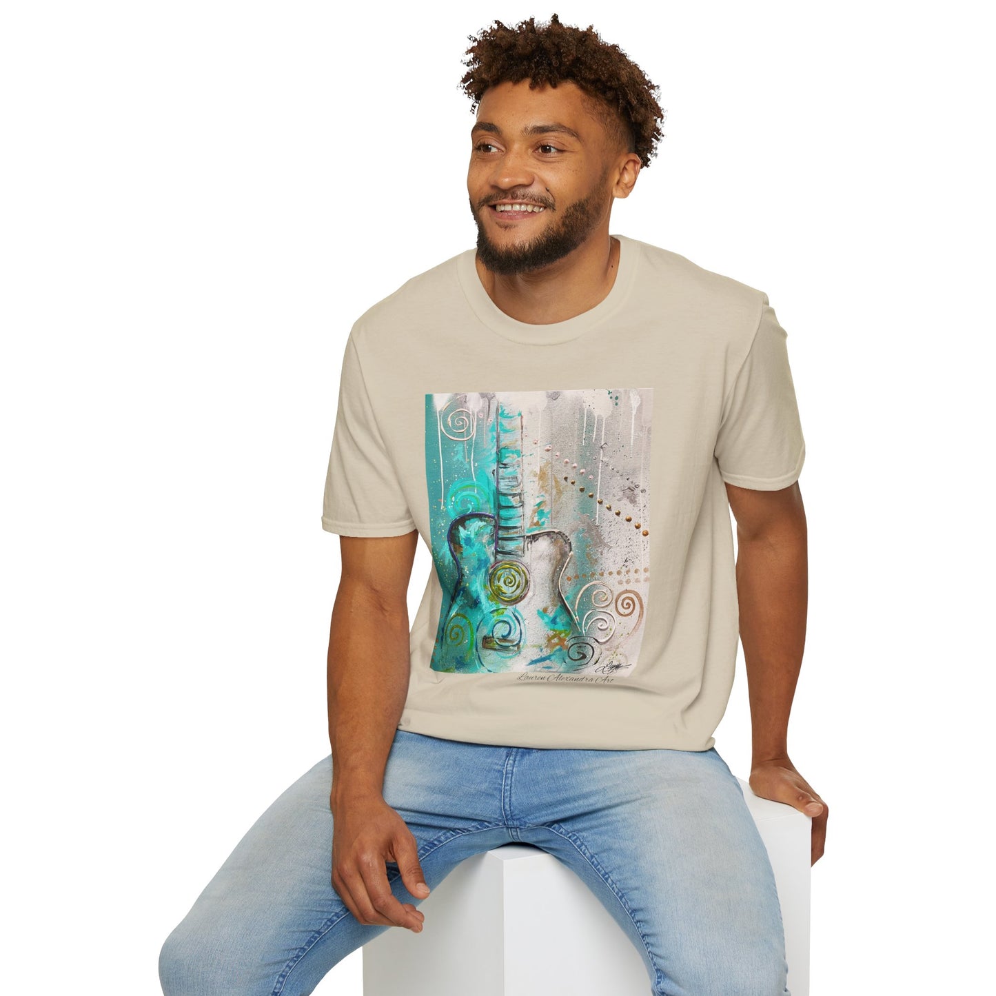 Artistic Guitar Unisex Softstyle T-Shirt - Perfect for Music Lovers, Nashville Musician Summer clothing