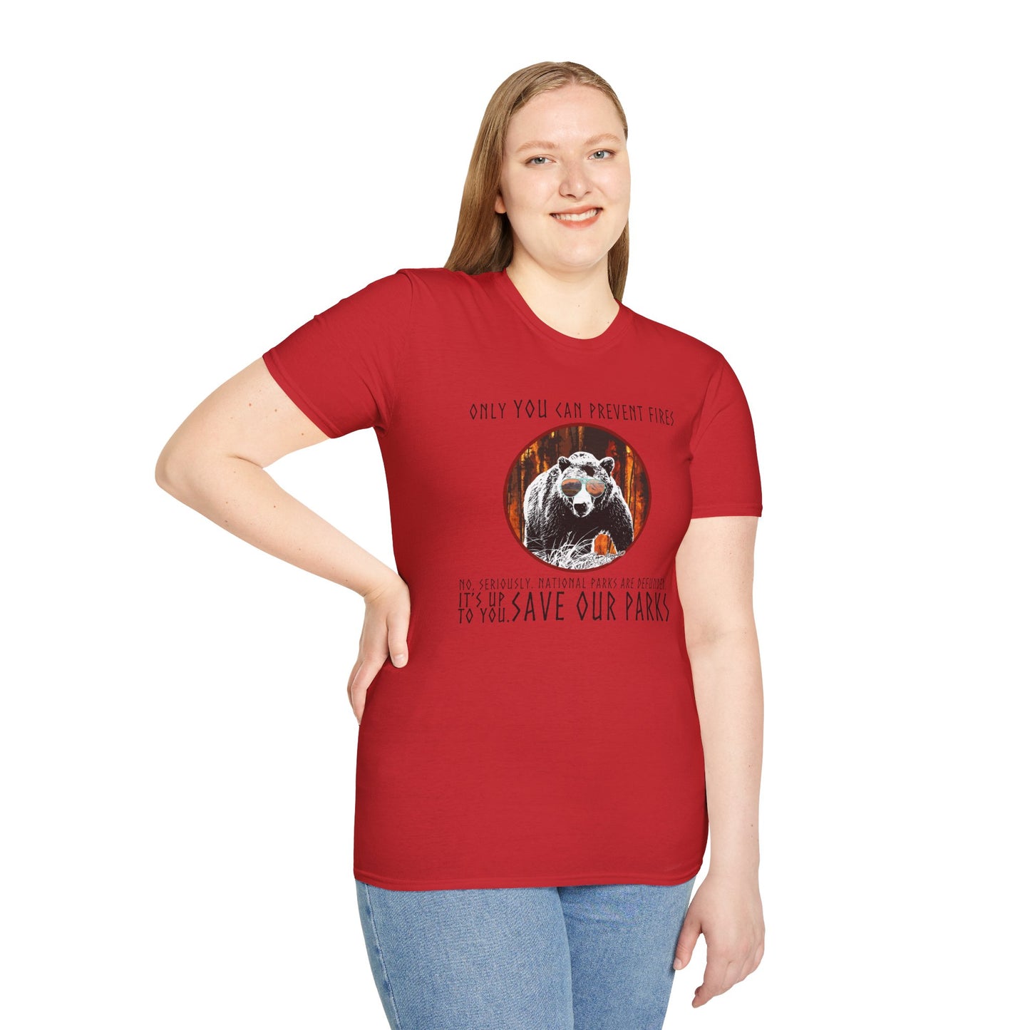 Only You Can Prevent Fires Softstyle Unisex Bear T-Shirt - National Parks Support - Protect Parks, Conservation