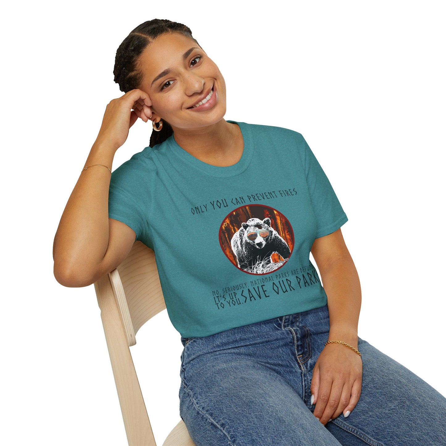 Only You Can Prevent Fires Softstyle Unisex Bear T-Shirt - National Parks Support - Protect Parks, Conservation