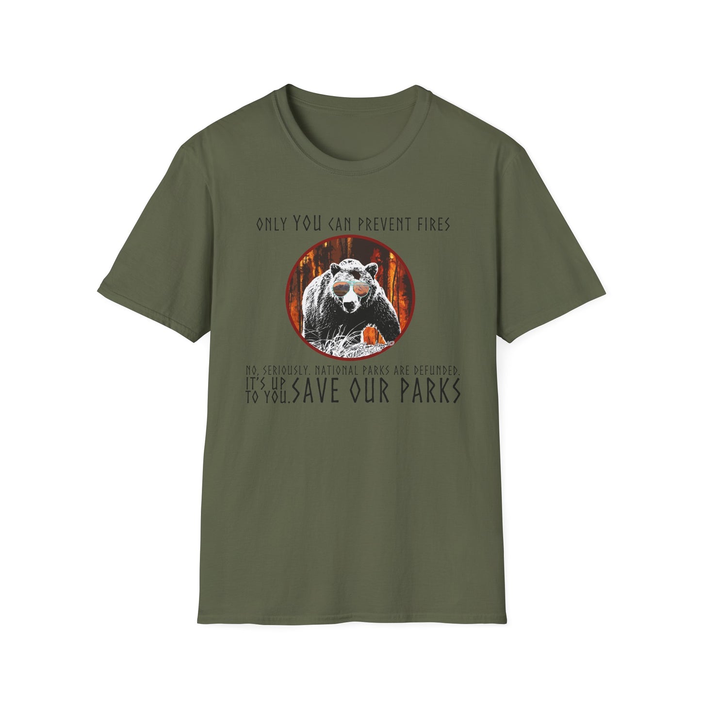 Only You Can Prevent Fires Softstyle Unisex Bear T-Shirt - National Parks Support - Protect Parks, Conservation