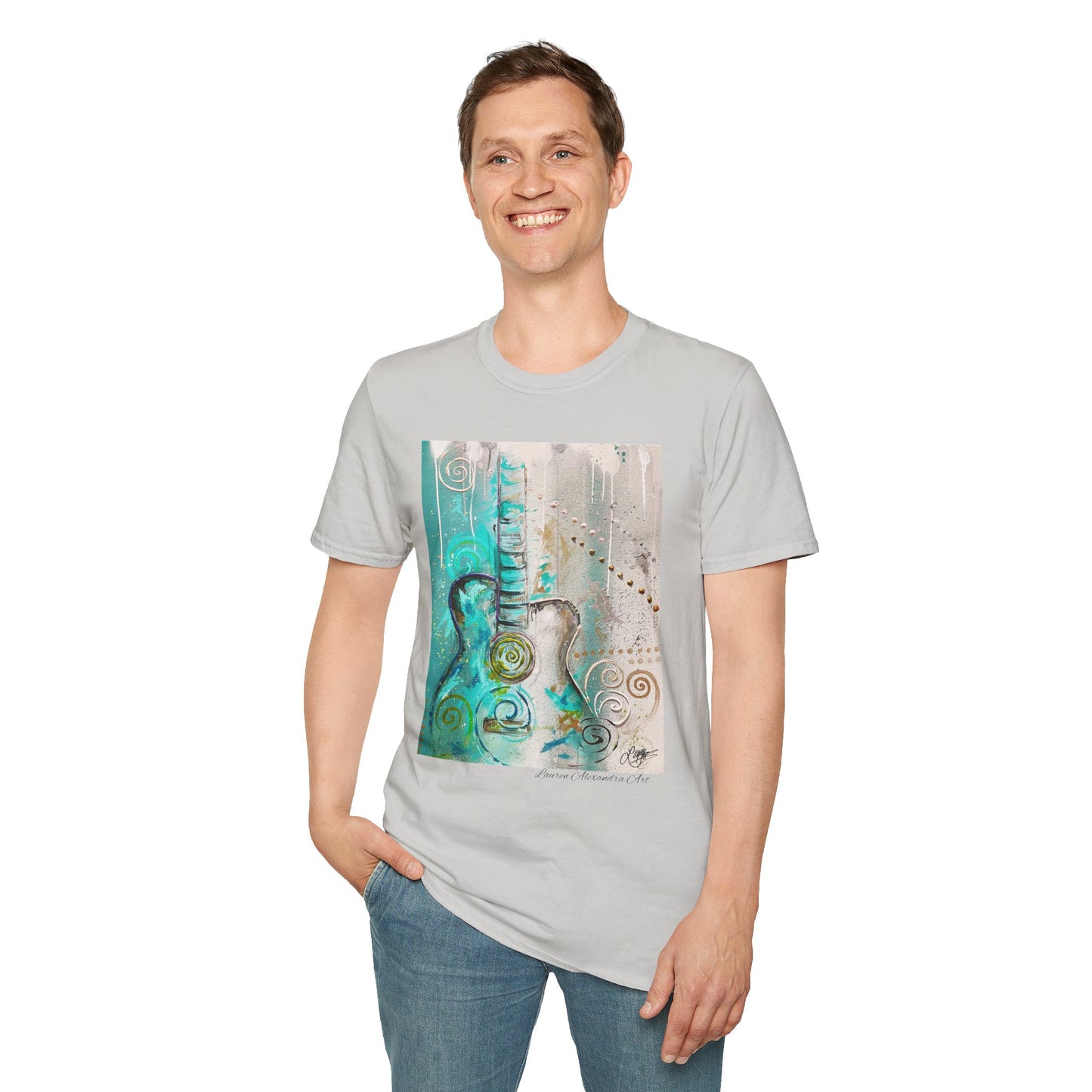 Artistic Guitar Unisex Softstyle T-Shirt - Perfect for Music Lovers, Nashville Musician Summer clothing