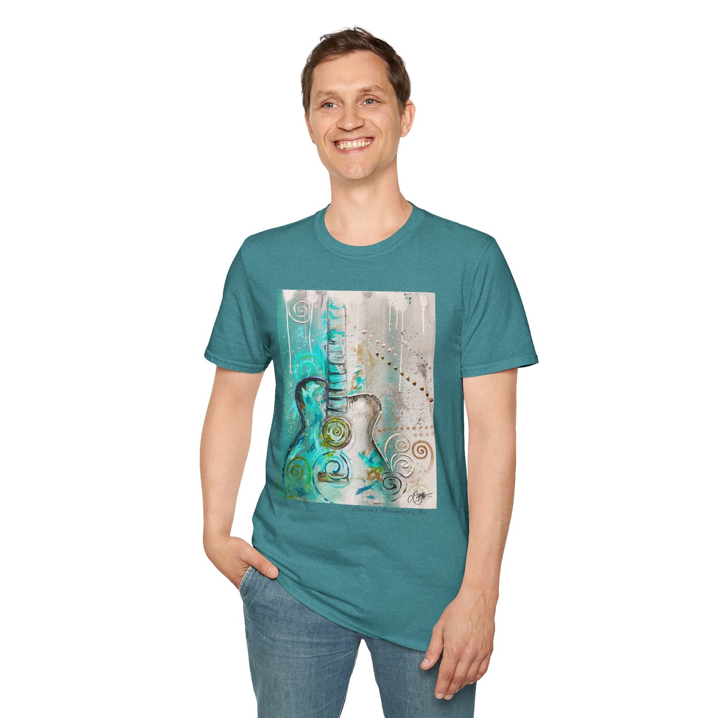 Artistic Guitar Unisex Softstyle T-Shirt - Perfect for Music Lovers, Nashville Musician Summer clothing