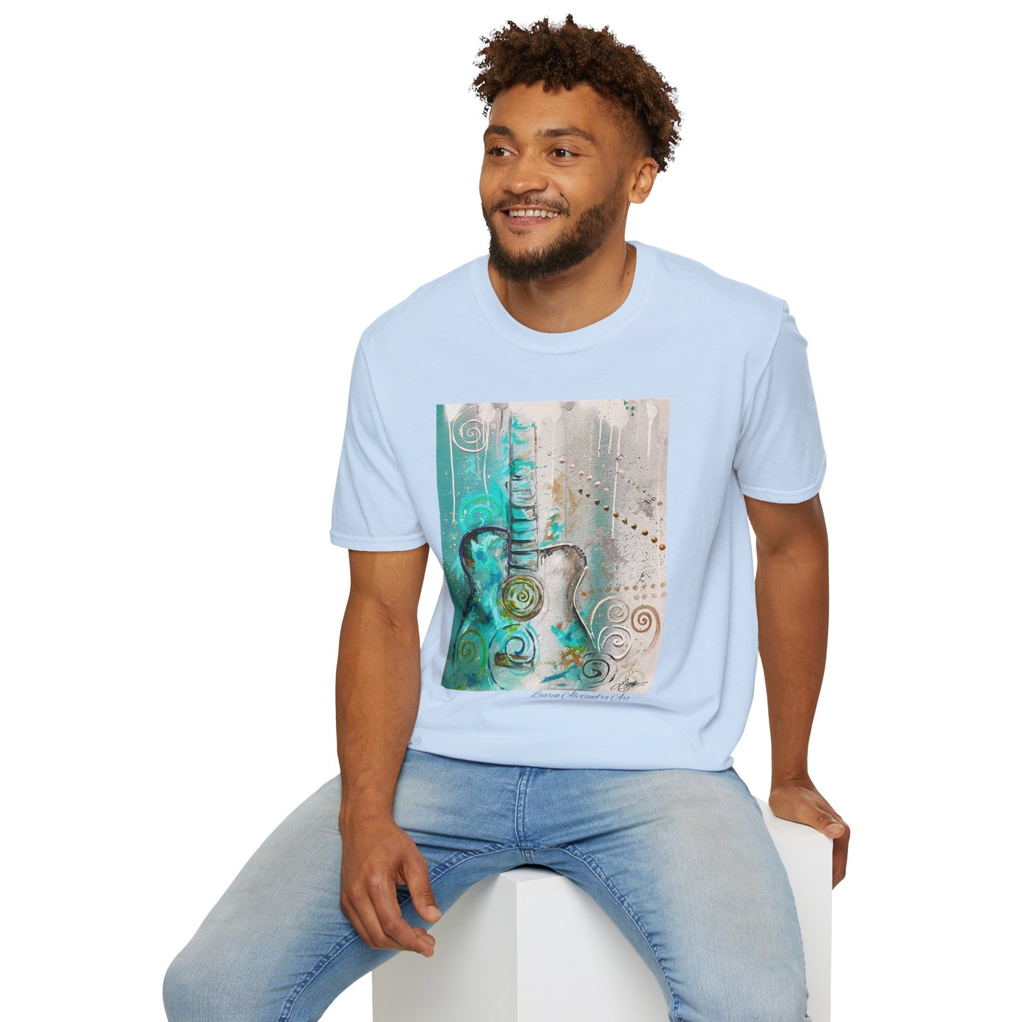Artistic Guitar Unisex Softstyle T-Shirt - Perfect for Music Lovers, Nashville Musician Summer clothing