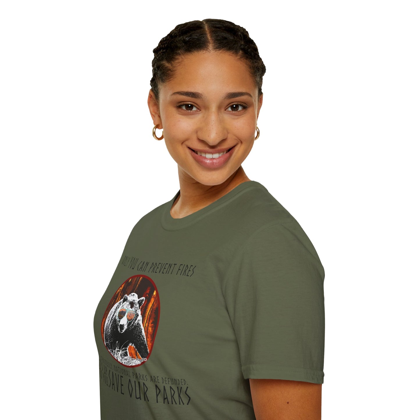Only You Can Prevent Fires Softstyle Unisex Bear T-Shirt - National Parks Support - Protect Parks, Conservation