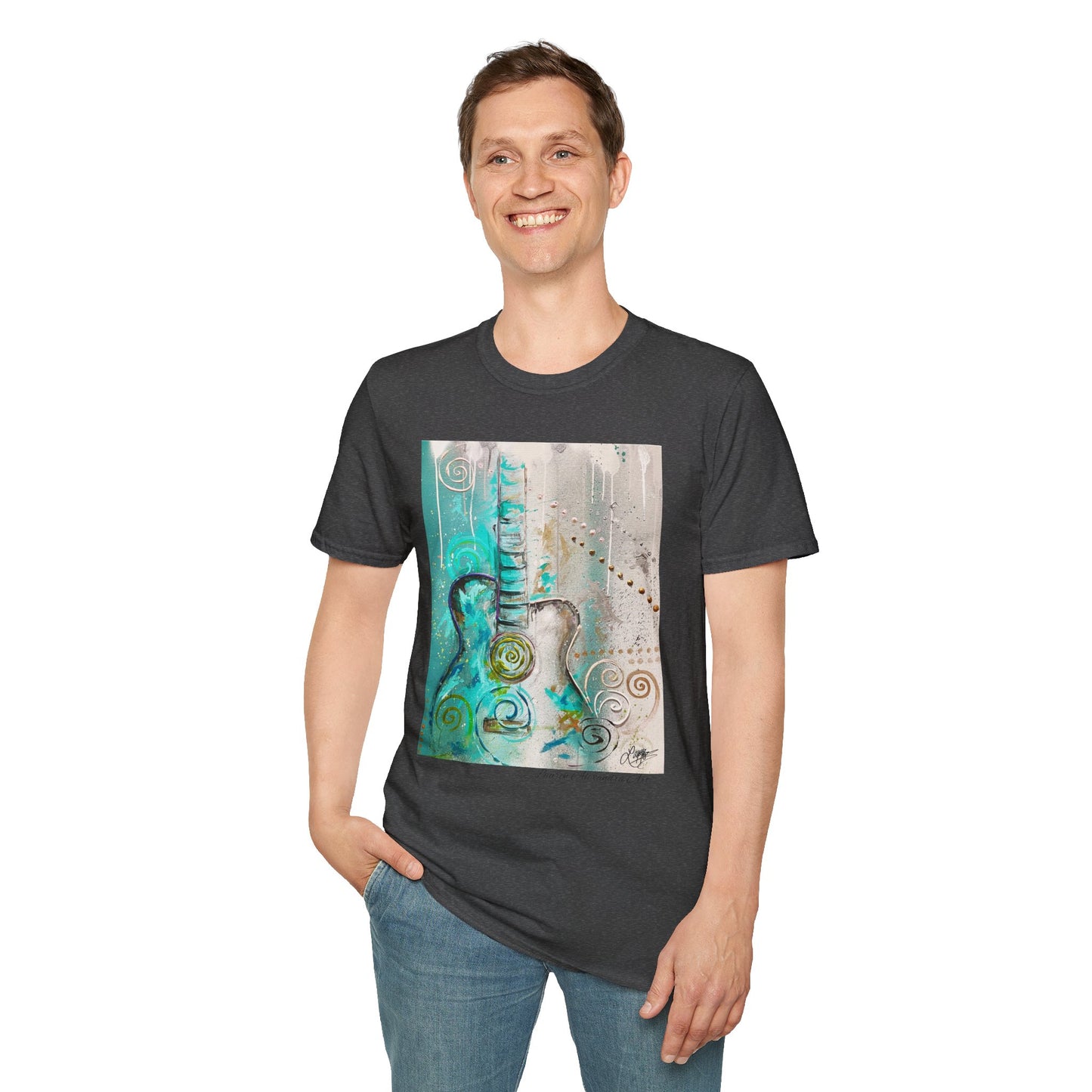 Artistic Guitar Unisex Softstyle T-Shirt - Perfect for Music Lovers, Nashville Musician Summer clothing