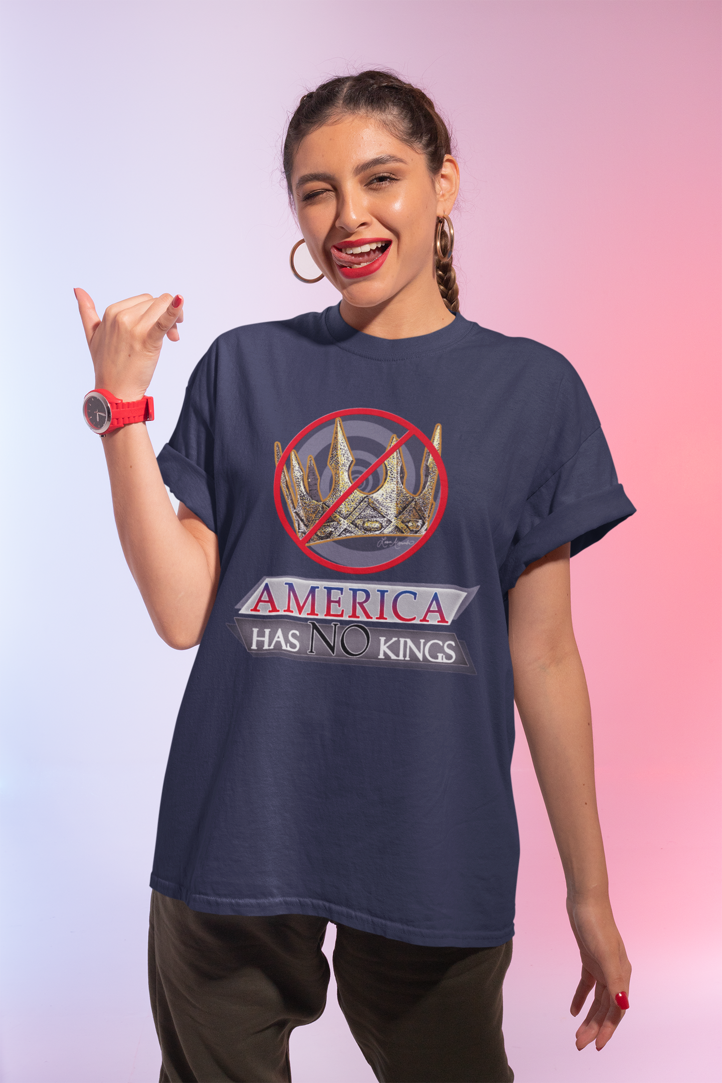 America Has No Kings - Political Funny Unisex Softstyle T-Shirt
