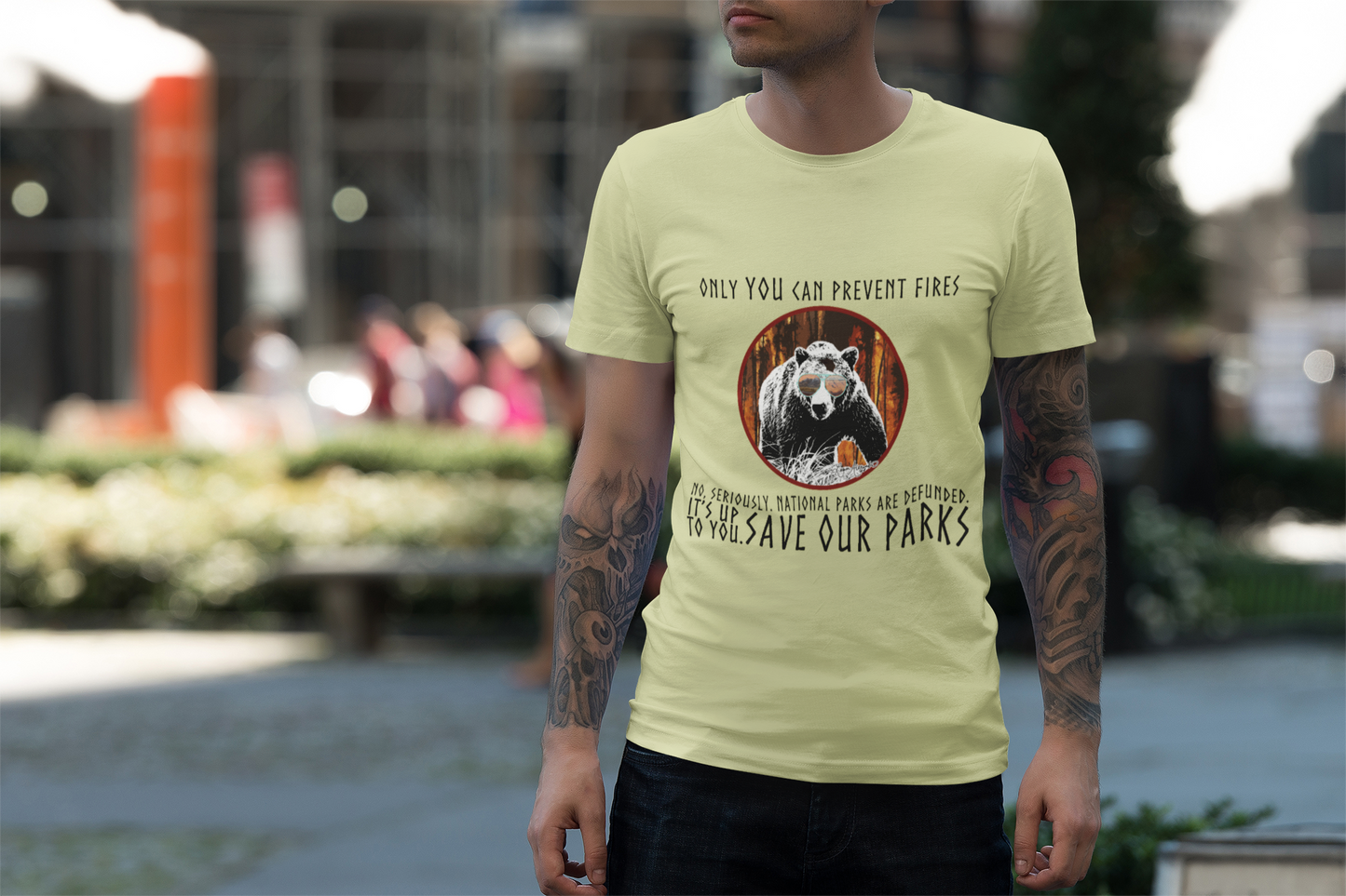 Only You Can Prevent Fires Softstyle Unisex Bear T-Shirt - National Parks Support - Protect Parks, Conservation
