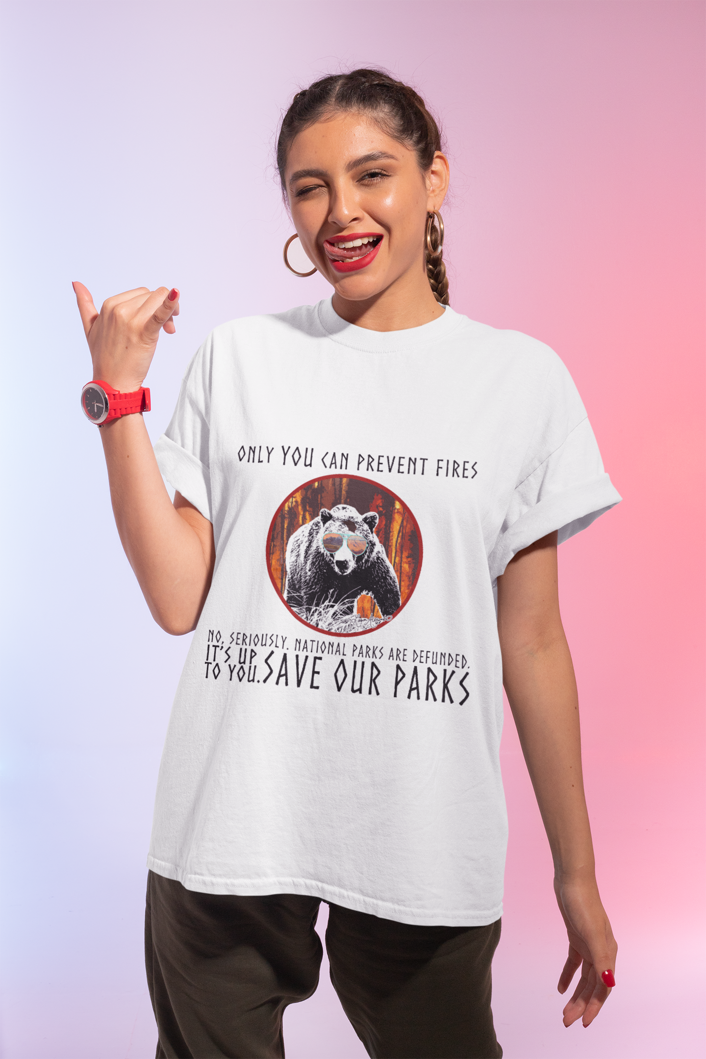 Only You Can Prevent Fires Softstyle Unisex Bear T-Shirt - National Parks Support - Protect Parks, Conservation