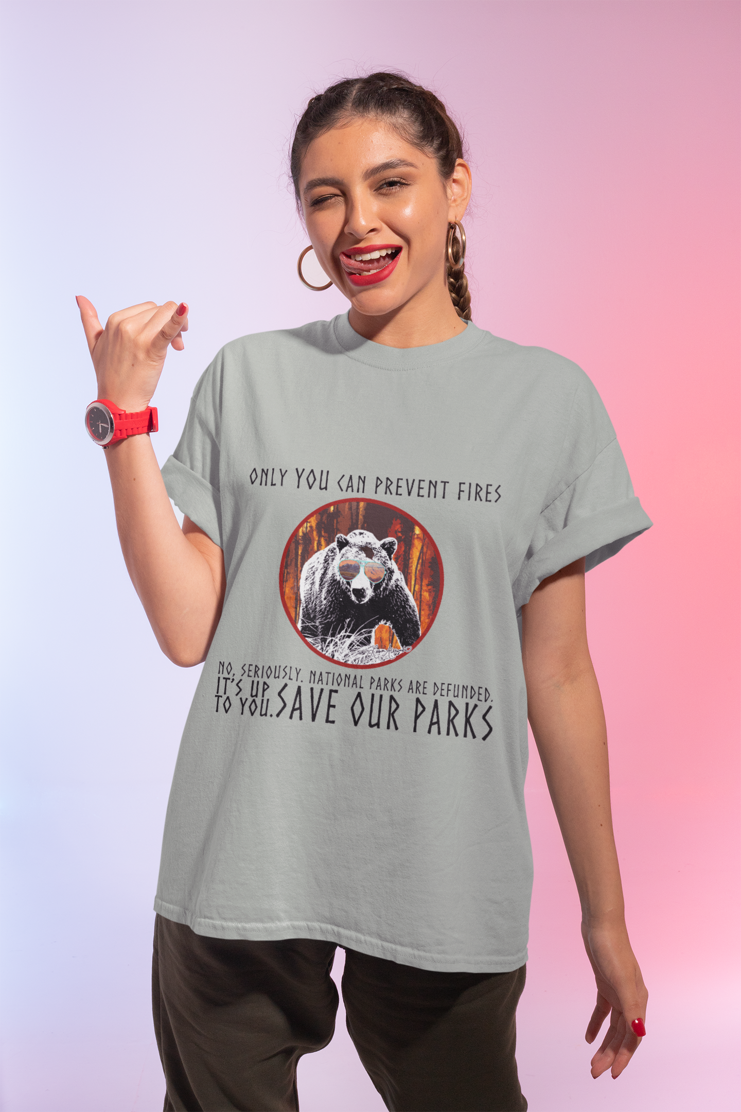 Only You Can Prevent Fires Softstyle Unisex Bear T-Shirt - National Parks Support - Protect Parks, Conservation