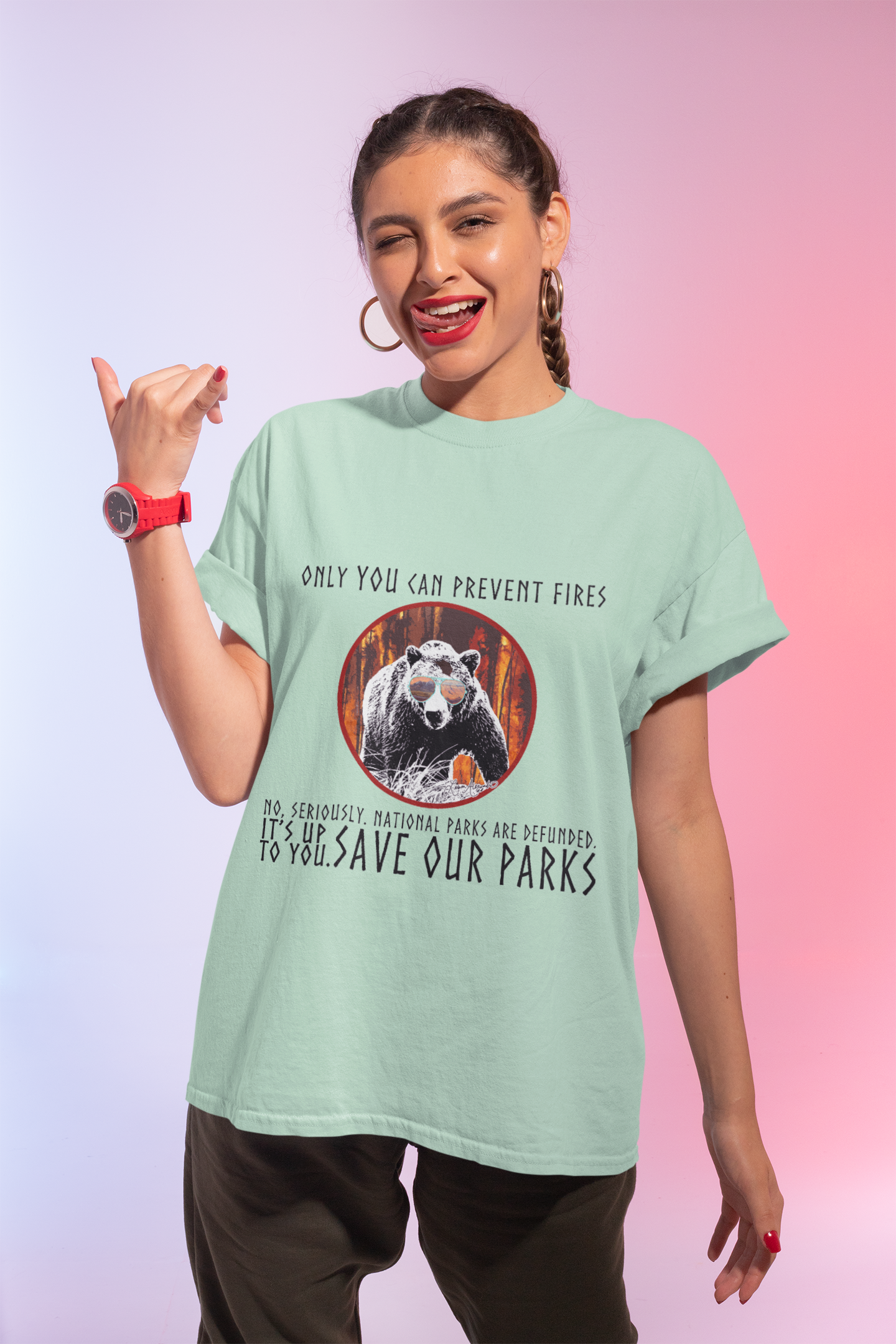 Only You Can Prevent Fires Softstyle Unisex Bear T-Shirt - National Parks Support - Protect Parks, Conservation