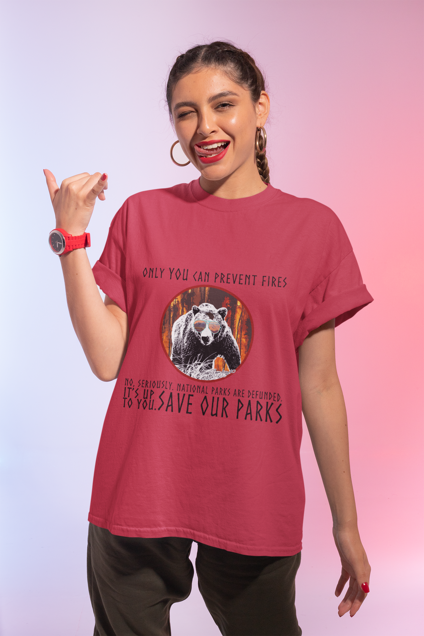 Only You Can Prevent Fires Softstyle Unisex Bear T-Shirt - National Parks Support - Protect Parks, Conservation