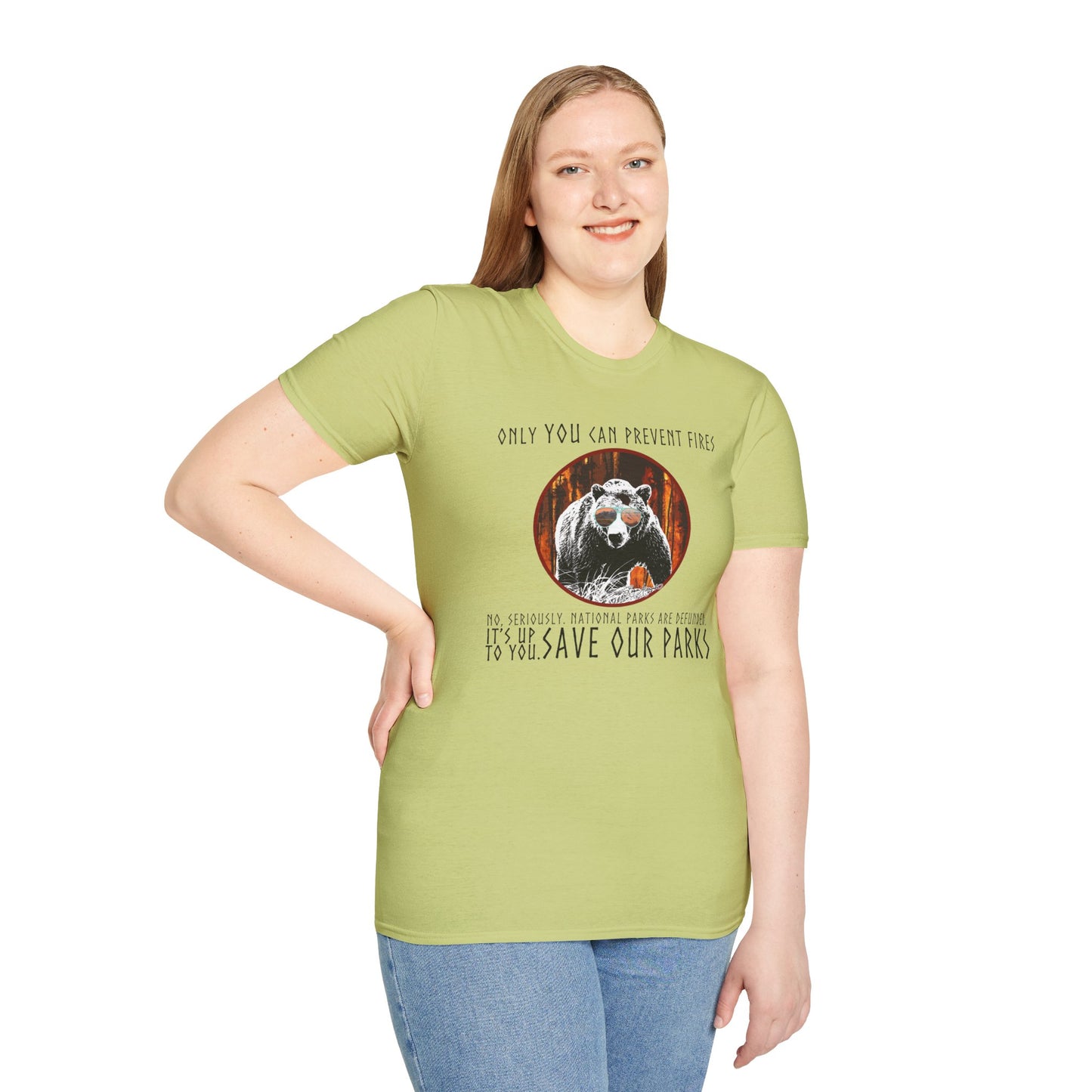 Only You Can Prevent Fires Softstyle Unisex Bear T-Shirt - National Parks Support - Protect Parks, Conservation