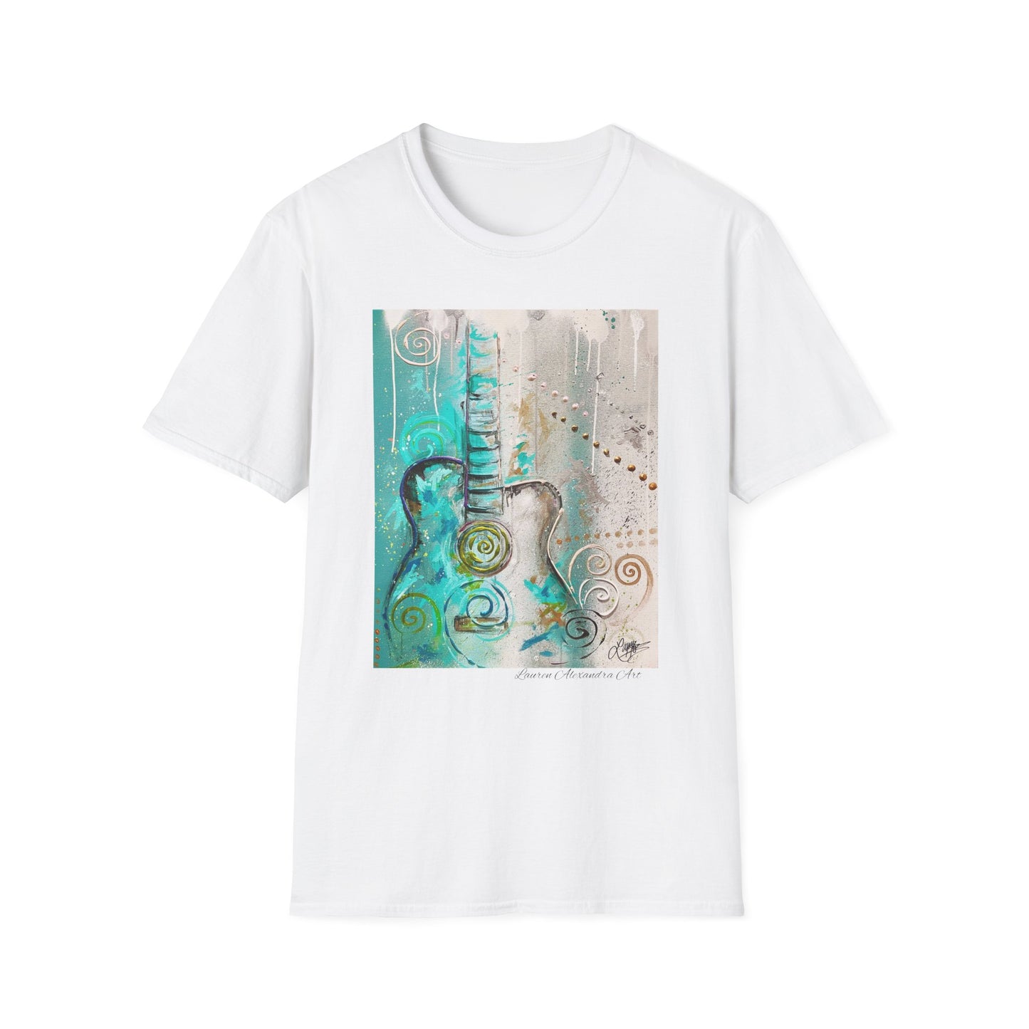 Artistic Guitar Unisex Softstyle T-Shirt - Perfect for Music Lovers, Nashville Musician Summer clothing