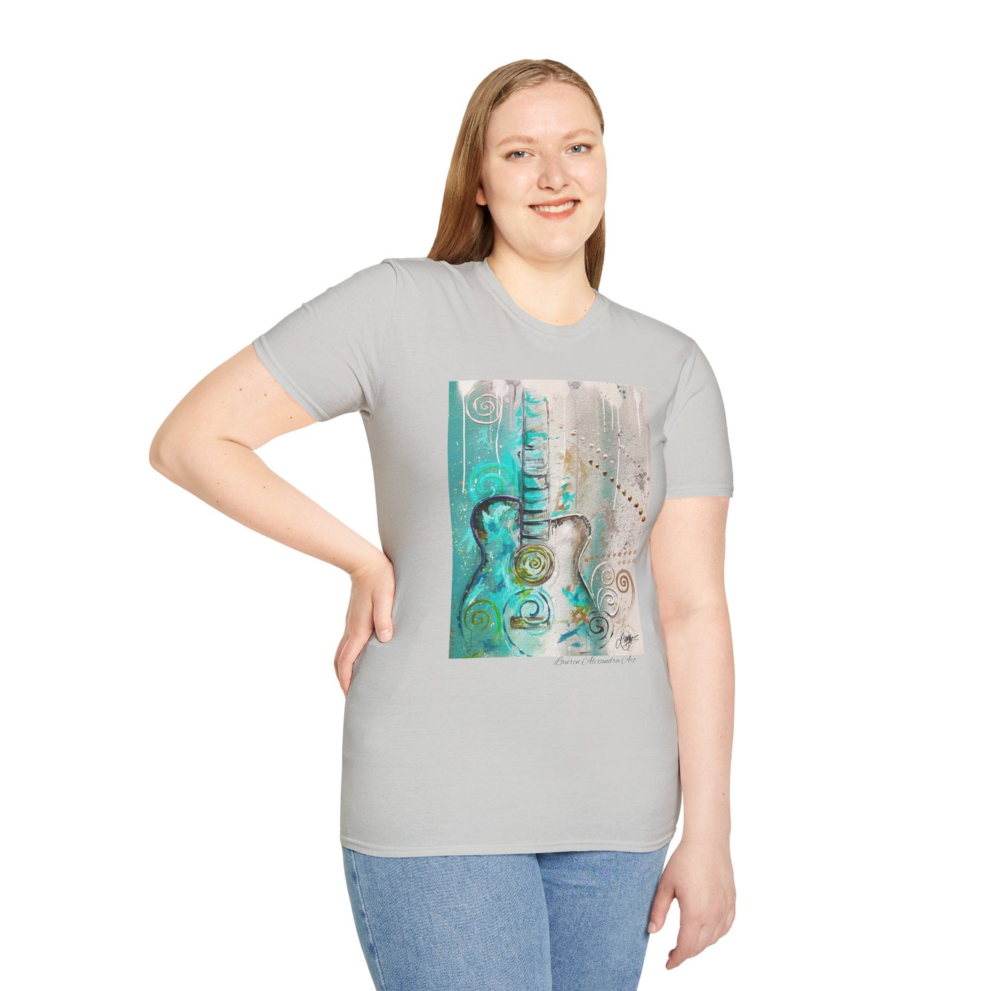 Artistic Guitar Unisex Softstyle T-Shirt - Perfect for Music Lovers, Nashville Musician Summer clothing
