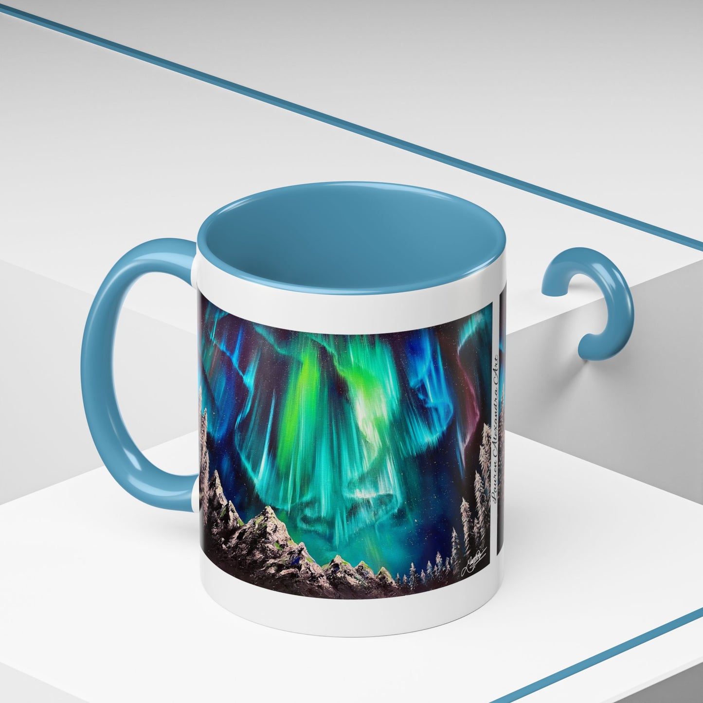 Northern Lights Accent Coffee Mug, Aurora Borealis Art, 11oz, Perfect Gift for Nature Lovers, Kitchenware