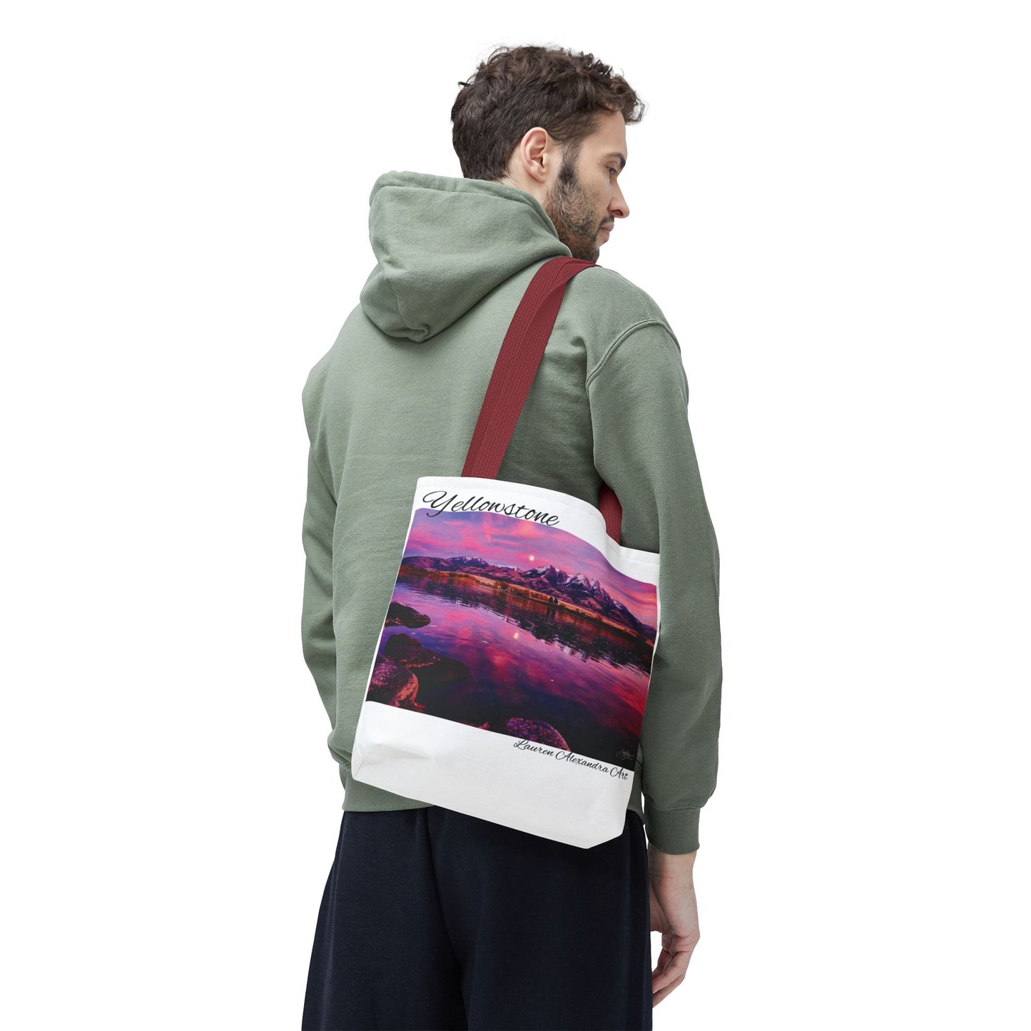 National Parks Awareness Tote Bag, Yellowstone River Mountains Photography, Only You Can Prevent Fires, Support Conservation Accessories