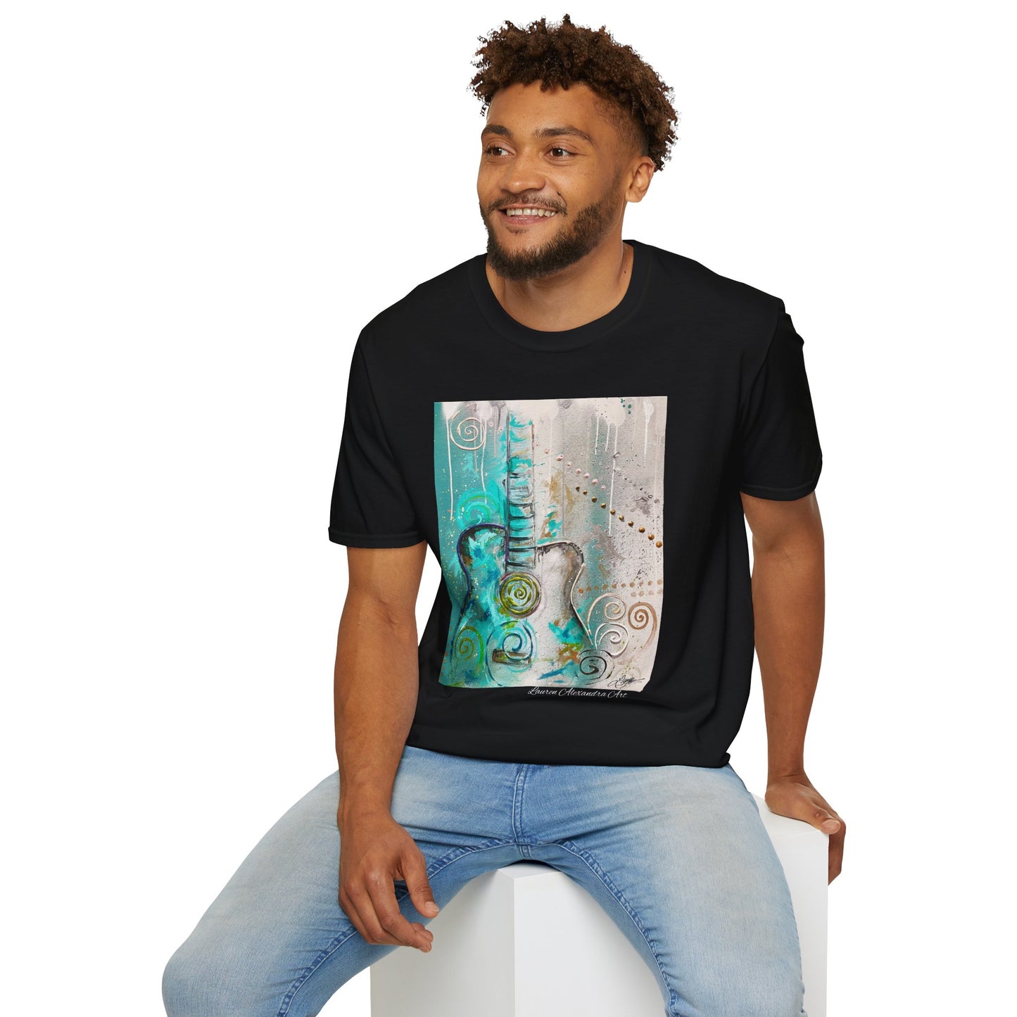 Artistic Guitar Unisex Softstyle T-Shirt - Perfect for Music Lovers, Nashville Musician Summer clothing
