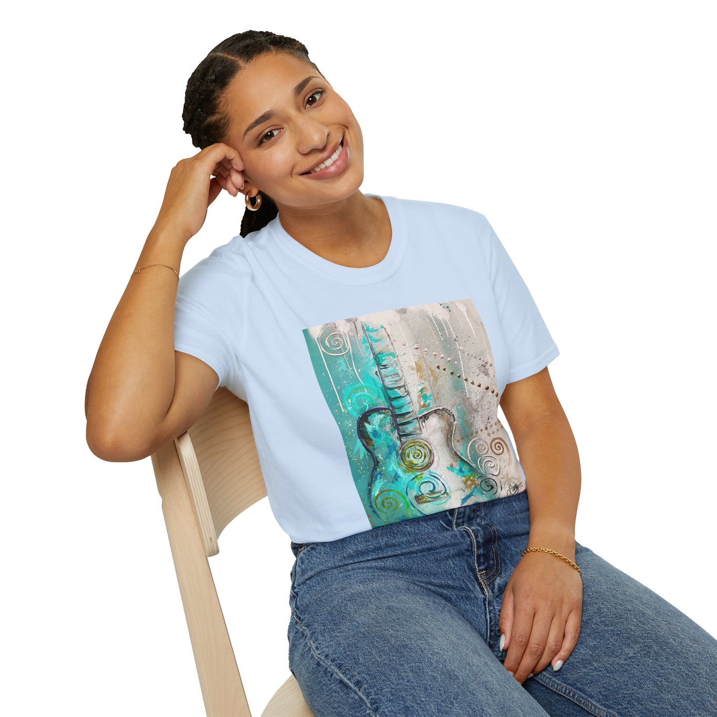 Artistic Guitar Unisex Softstyle T-Shirt - Perfect for Music Lovers, Nashville Musician Summer clothing
