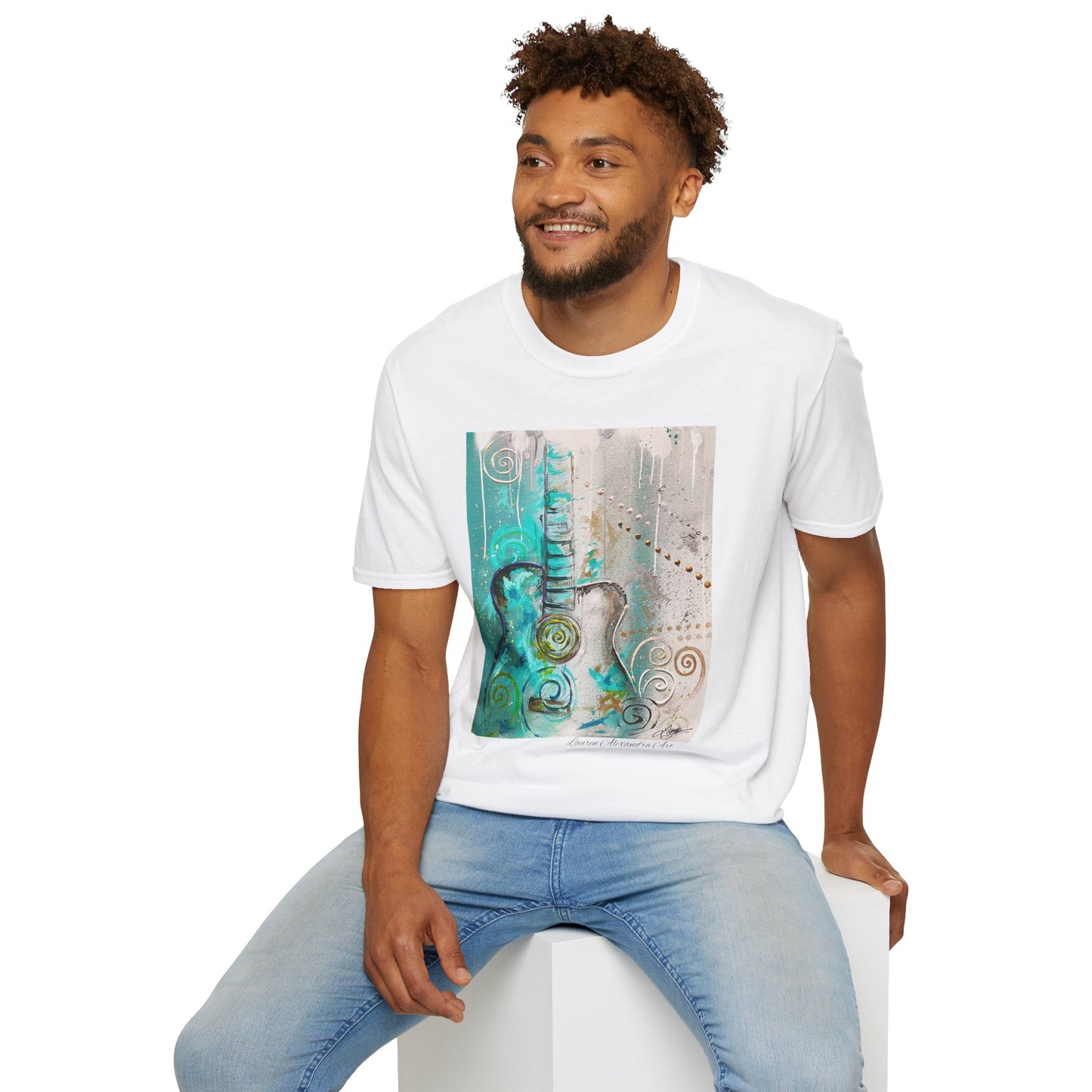 Artistic Guitar Unisex Softstyle T-Shirt - Perfect for Music Lovers, Nashville Musician Summer clothing