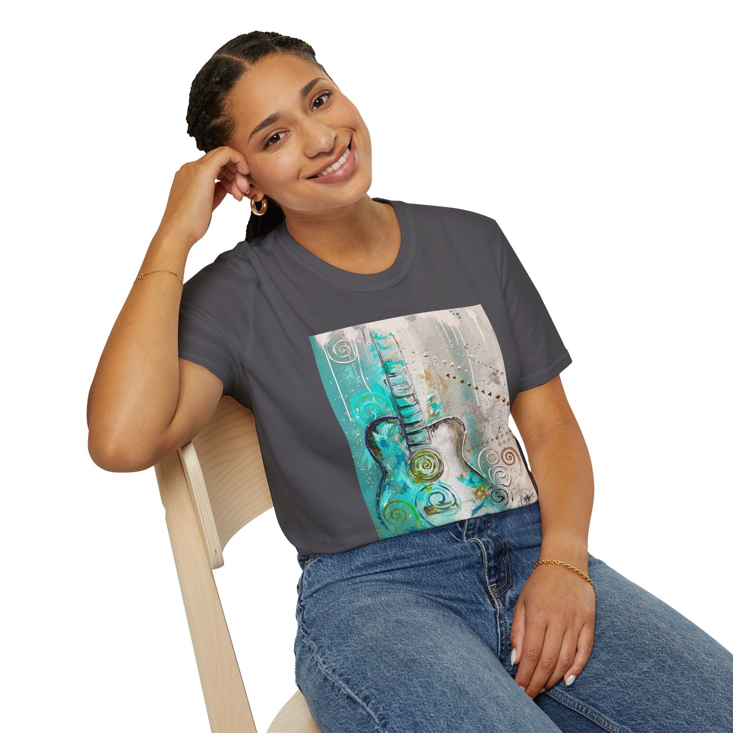Artistic Guitar Unisex Softstyle T-Shirt - Perfect for Music Lovers, Nashville Musician Summer clothing