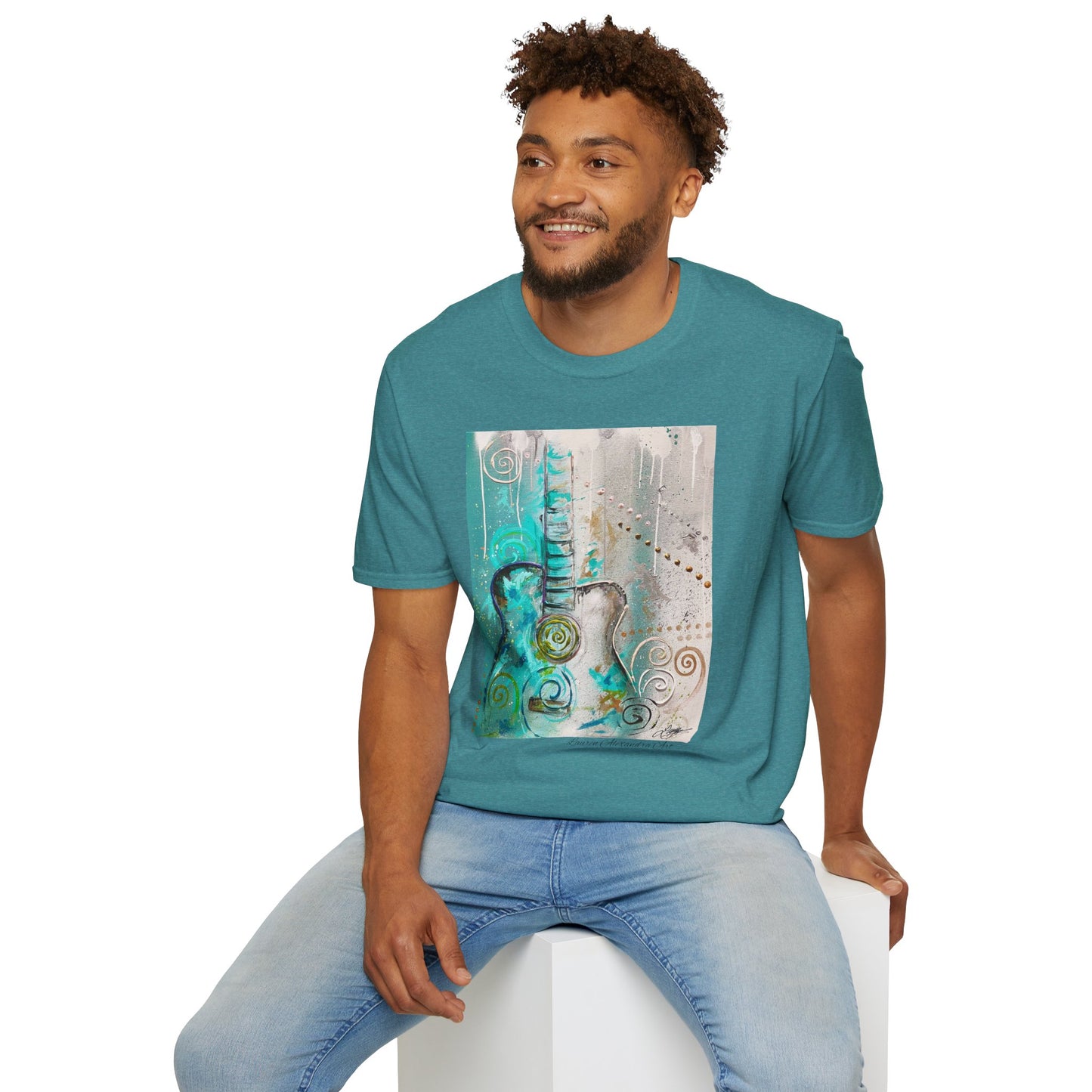 Artistic Guitar Unisex Softstyle T-Shirt - Perfect for Music Lovers, Nashville Musician Summer clothing